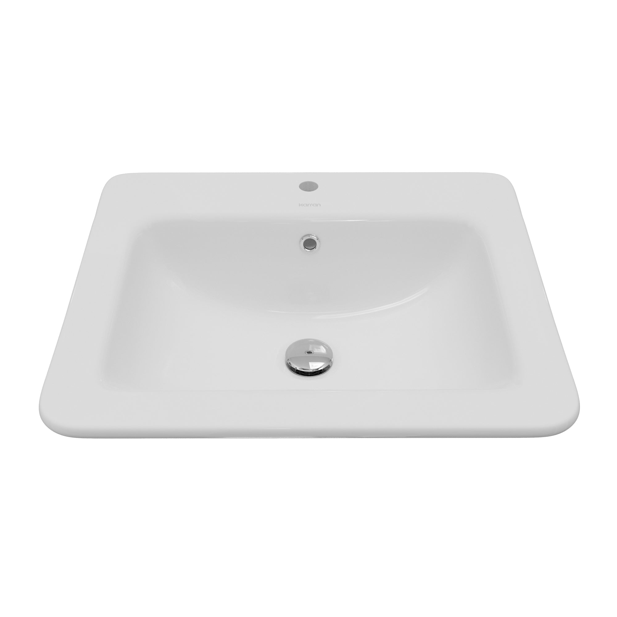 Karran Valera 18.125" x 21.25" Rectangular Drop In/Topmount Vitreous China ADA Bathroom Sink, White, VC-204-WH