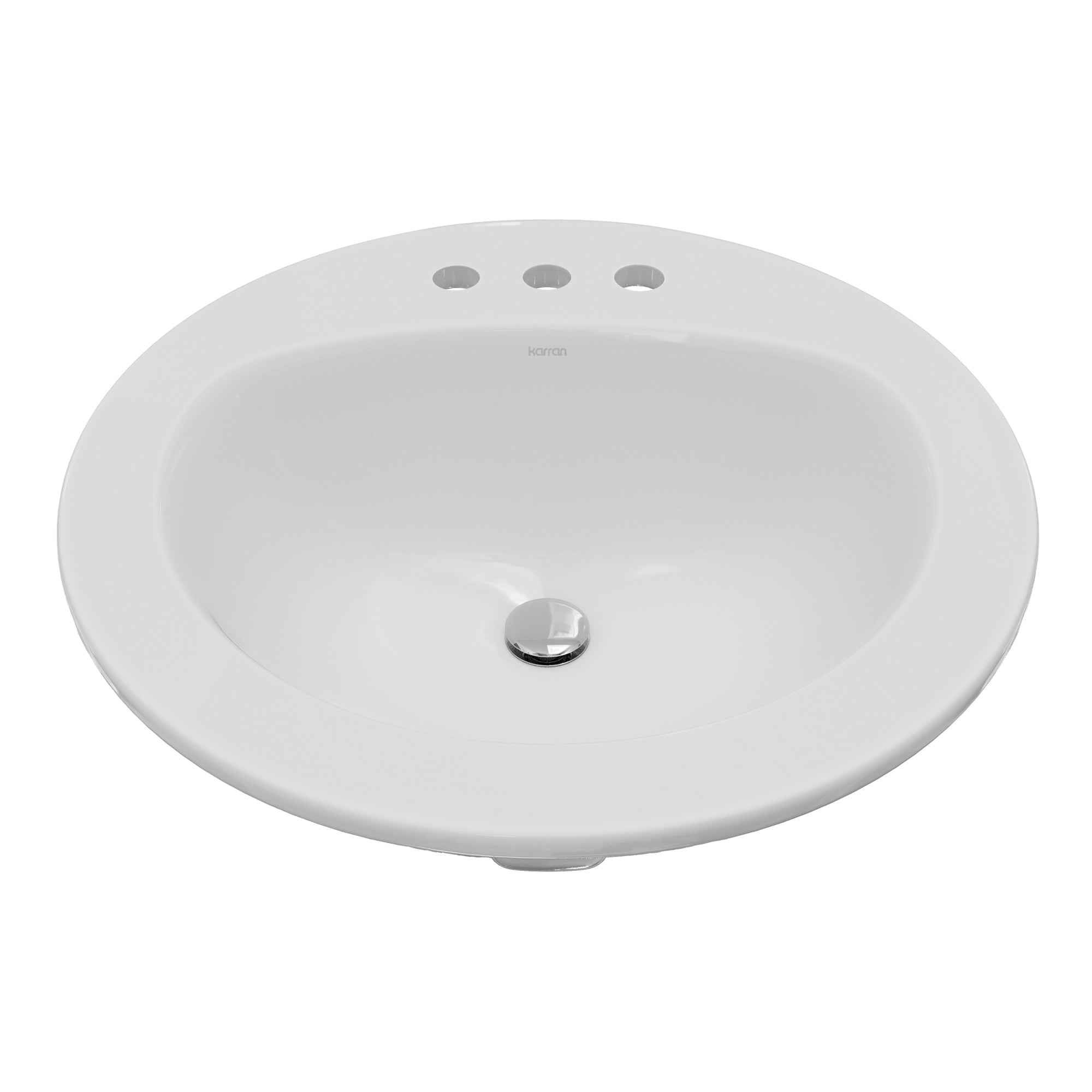 Karran Valera 19.5" x 19.5" Round Drop In/Topmount Vitreous China Bathroom Sink, White, VC-206-WH