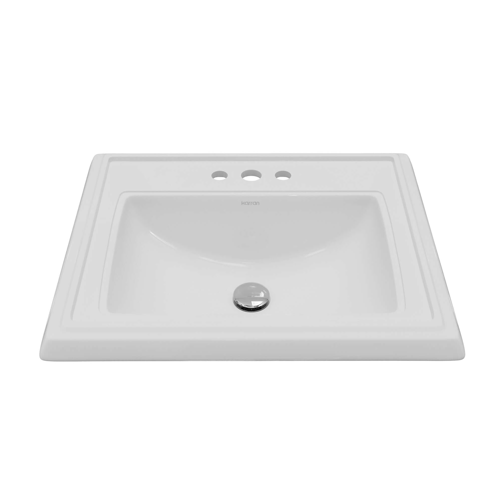Karran Valera 18.25" x 23" Rectangular Drop In/Topmount Vitreous China ADA Bathroom Sink, White, VC-208-WH