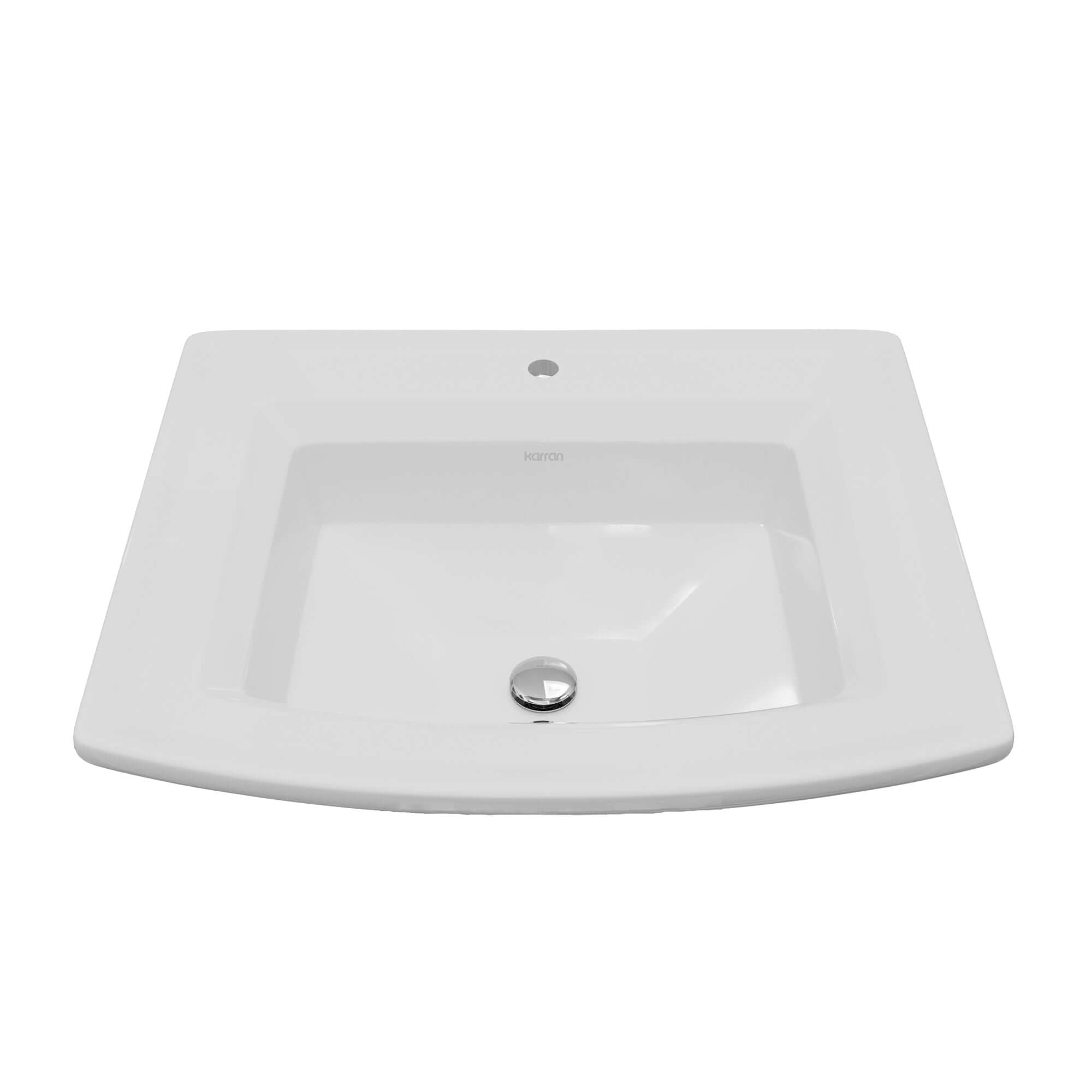 Karran Valera 19.625" x 22.625" Rectangular Drop In/Topmount Vitreous China ADA Bathroom Sink, White, VC-209-WH