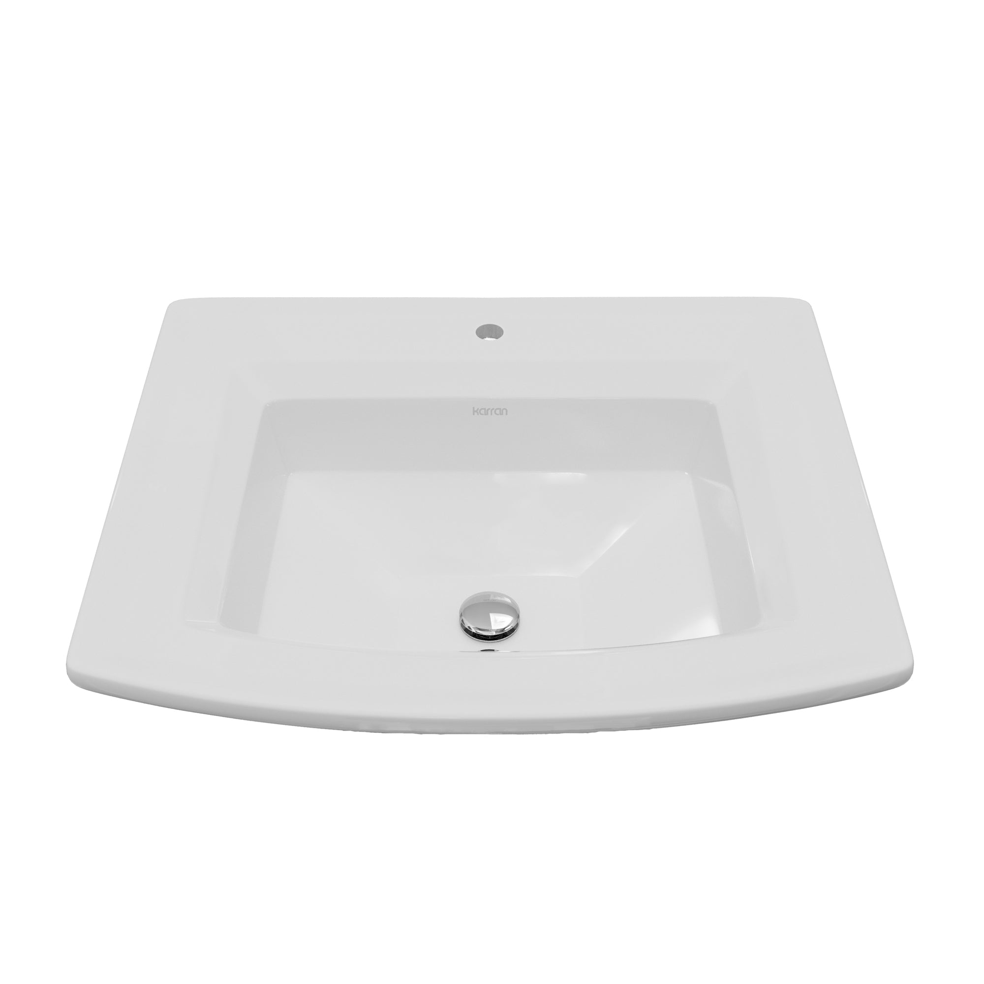 Karran Valera 19.625" x 22.625" Rectangular Drop In/Topmount Vitreous China ADA Bathroom Sink, White, VC-209-WH