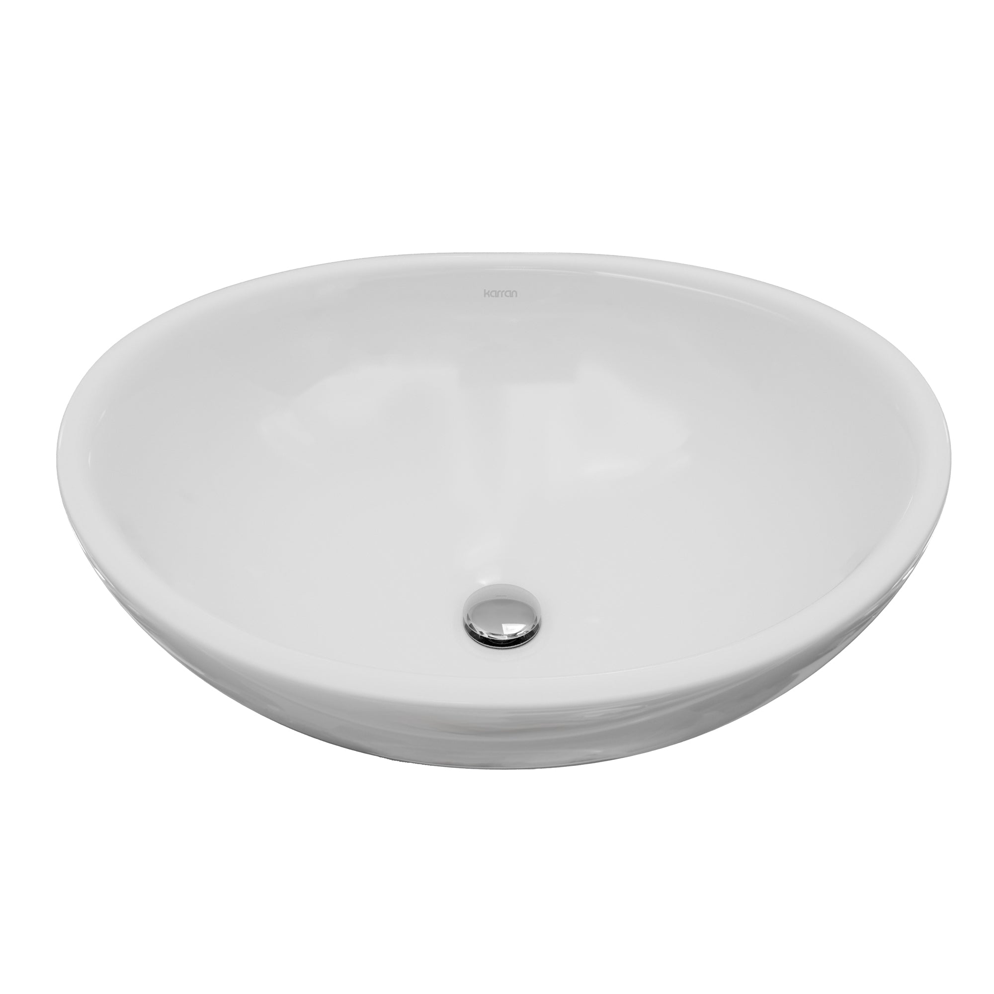 Main Image of Karran Valera 15.5" x 13.25" x 4.5" Oval Vessel Vitreous China ADA Bathroom Sink, White, VC-302-WH