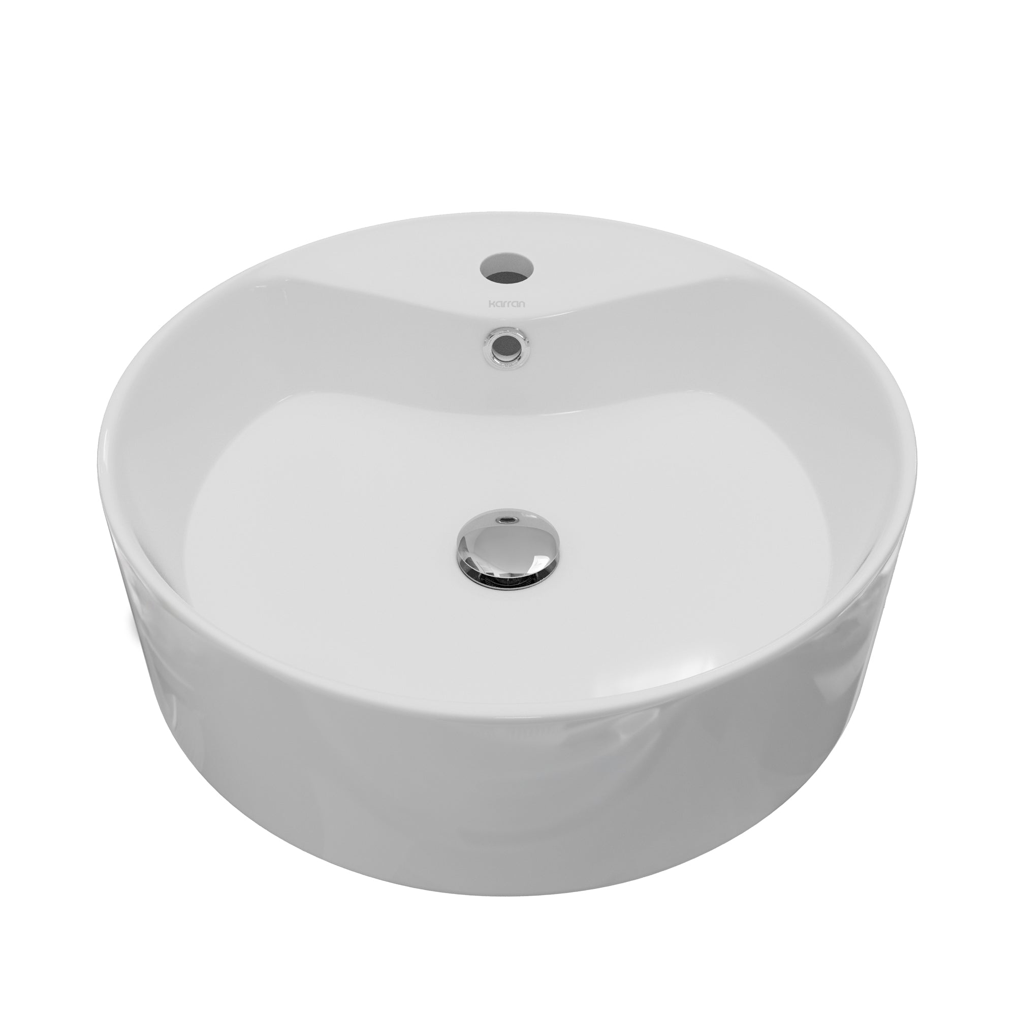 Main Image of Karran Valera 18.125" x 18.125" x 4.25" Round Vessel Vitreous China ADA Bathroom Sink, White, VC-401-WH