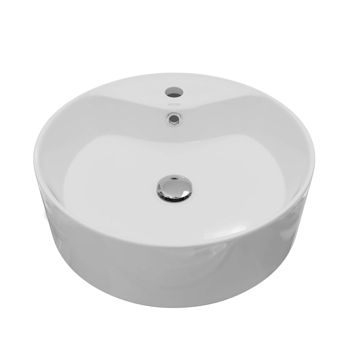 Main Image of Karran Valera 18.125" x 18.125" x 4.25" Round Vessel Vitreous China ADA Bathroom Sink, White, VC-401-WH