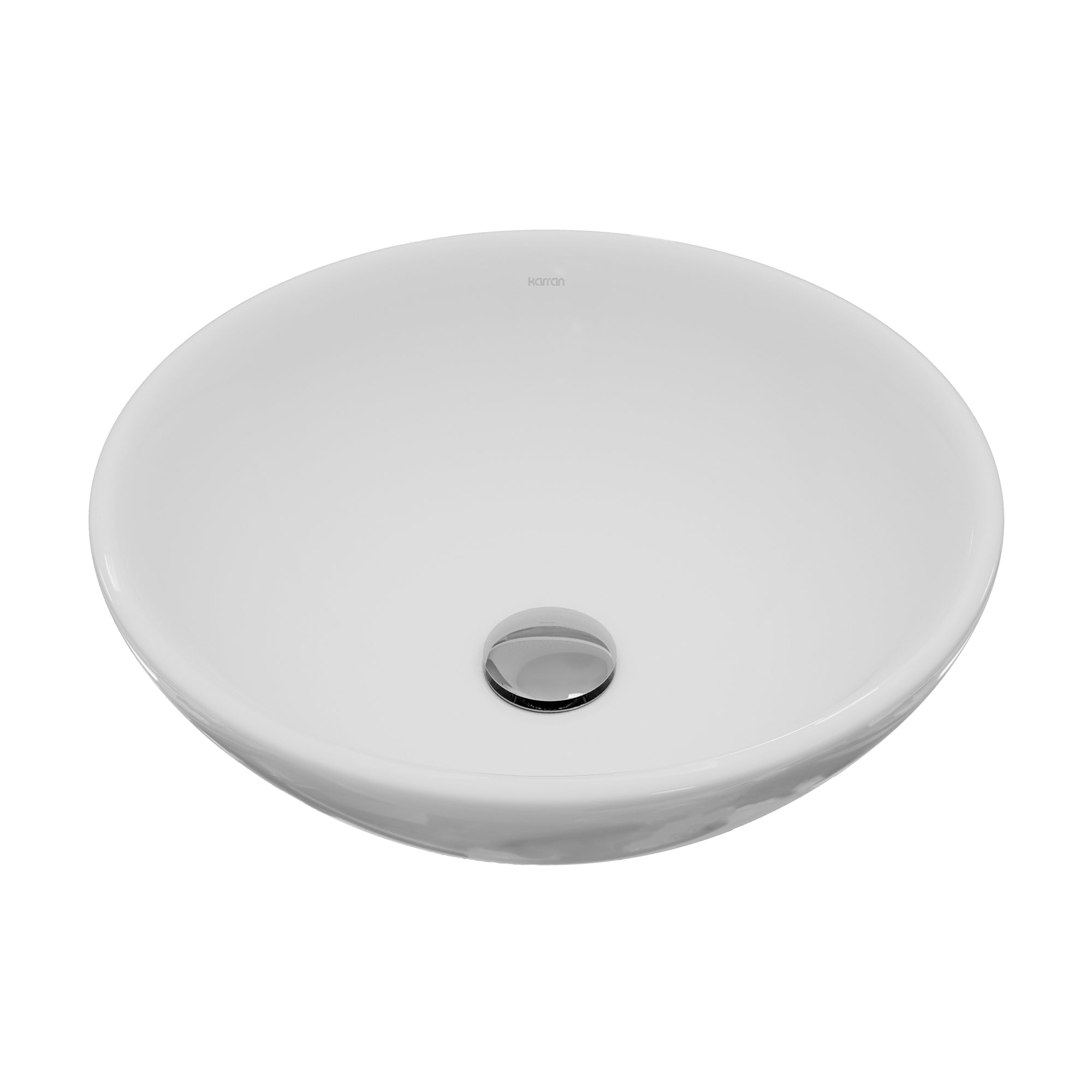 Main Image of Karran Valera 15.5" x 15.5" x 5" Round Vessel Vitreous China ADA Bathroom Sink, White, VC-411-WH