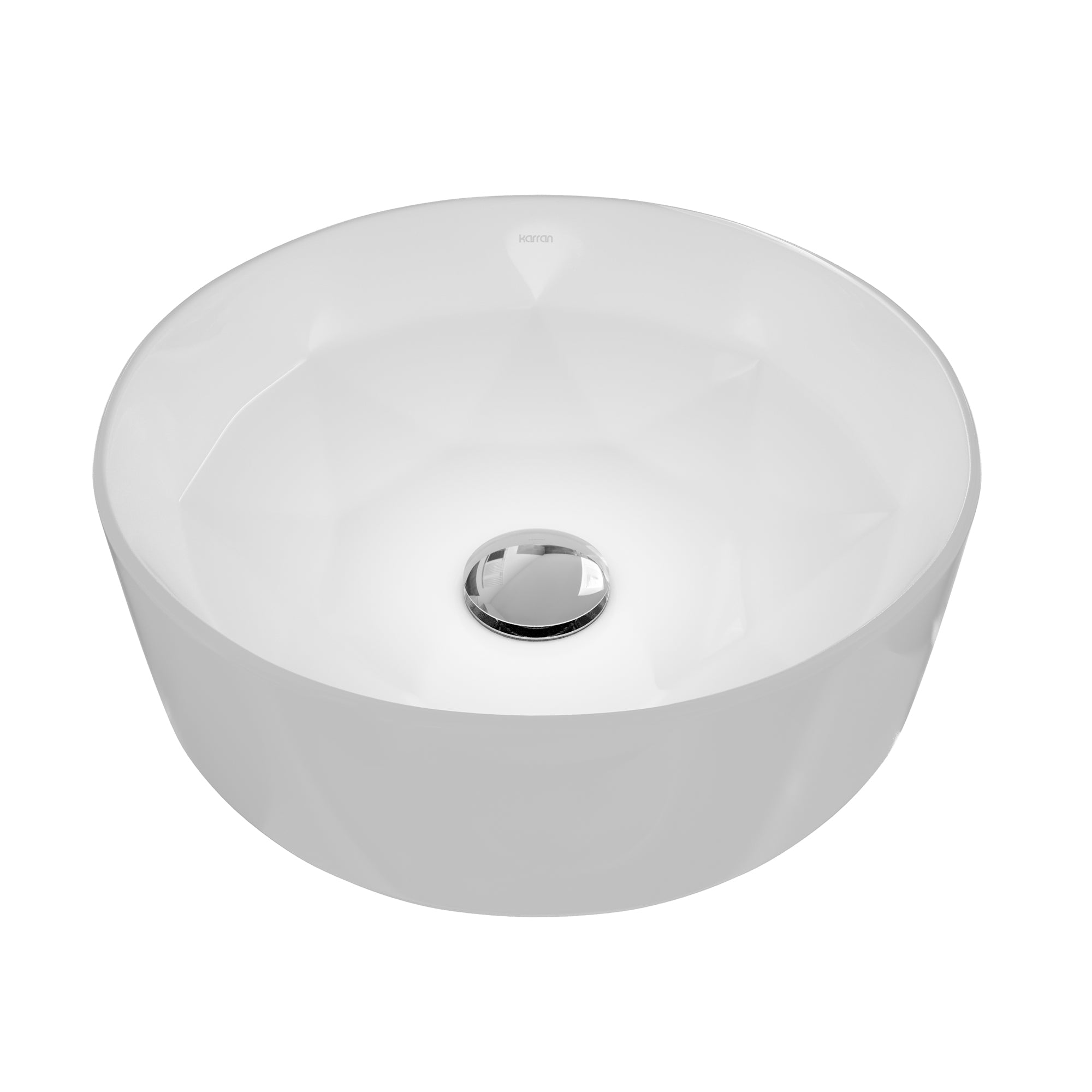Main Image of Karran Valera 16" x 16" x 4.5" Round Vessel Vitreous China ADA Bathroom Sink, White, VC-421-WH