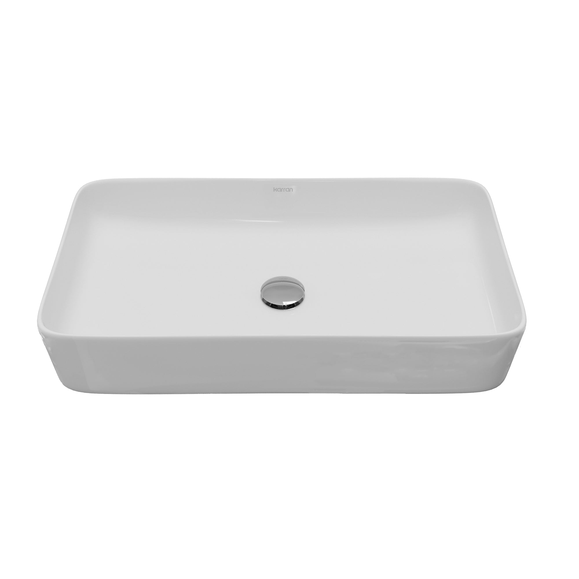 Main Image of Karran Valera 24.25" x 14" x 3.5" Rectangular Vessel Vitreous China ADA Bathroom Sink, White, VC-506-WH