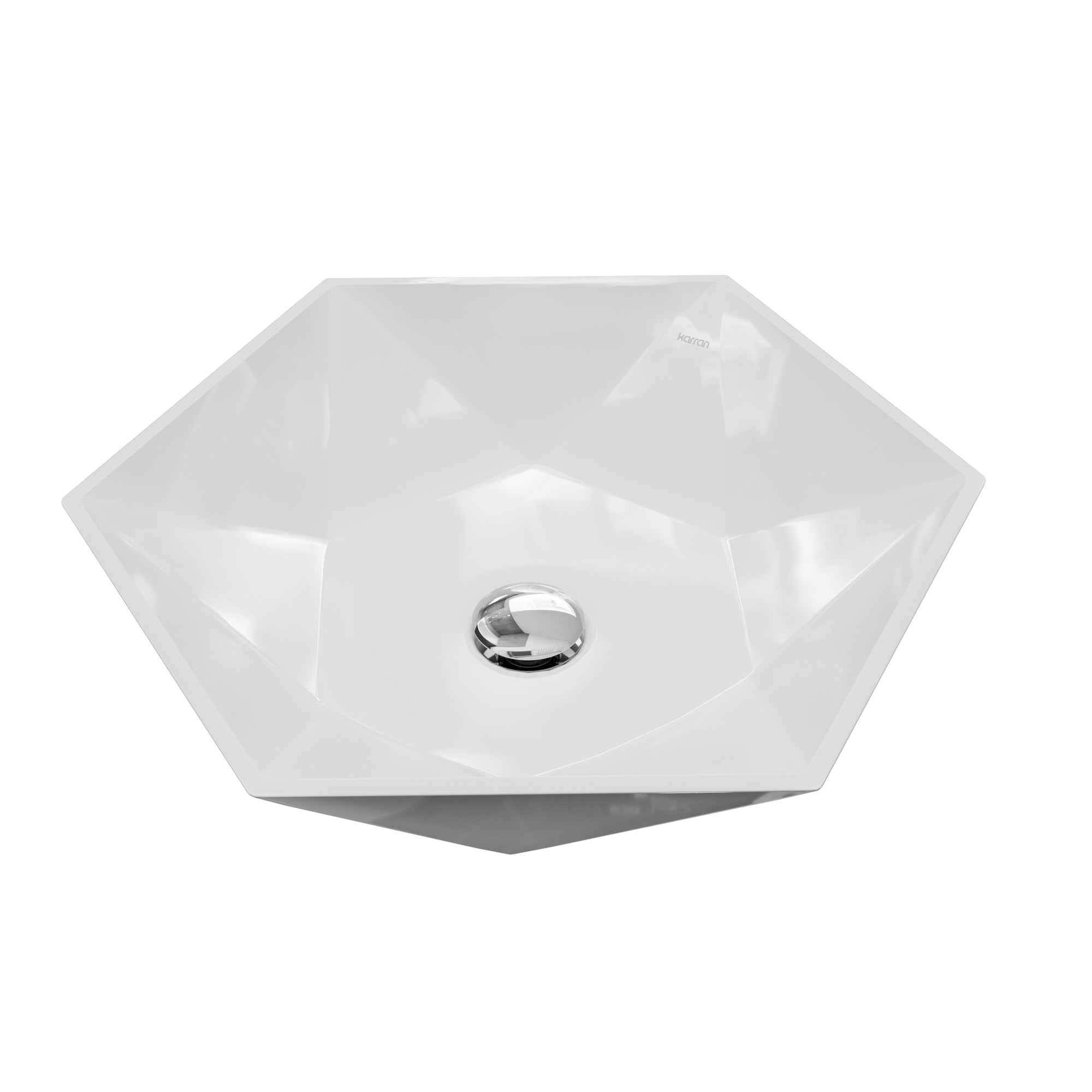 Main Image of Karran Valera 18.75" x 16.375" x 4" Hexagon Vessel Vitreous China ADA Bathroom Sink, White, VC-601-WH