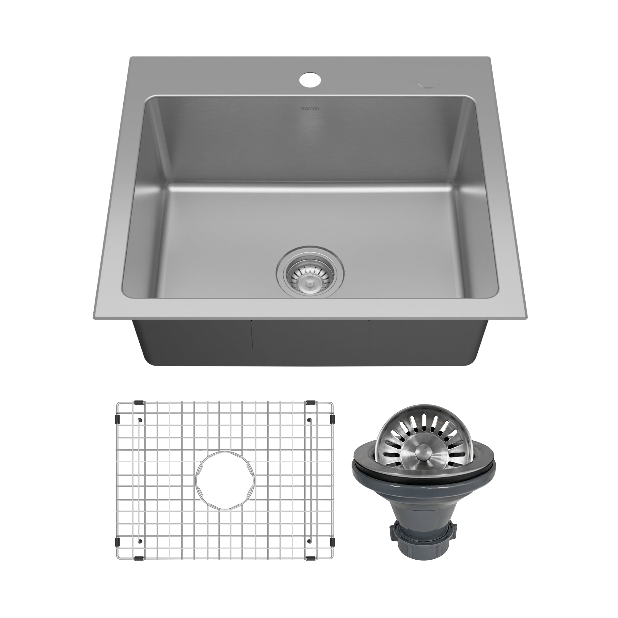Karran Lansen 25" Drop In Stainless Steel Kitchen Sink, 18 Gauge, TMSB2511-PK1