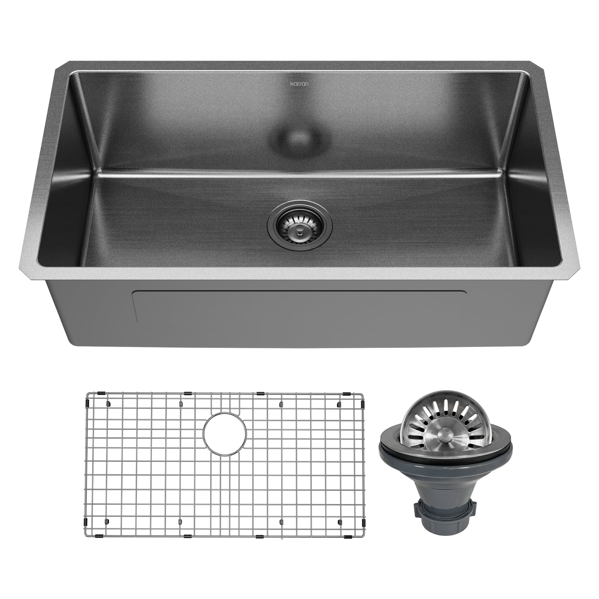 Karran Elite 32" Undermount Stainless Steel Kitchen Sink, Gunmetal Black, EL-79-D1-PK1