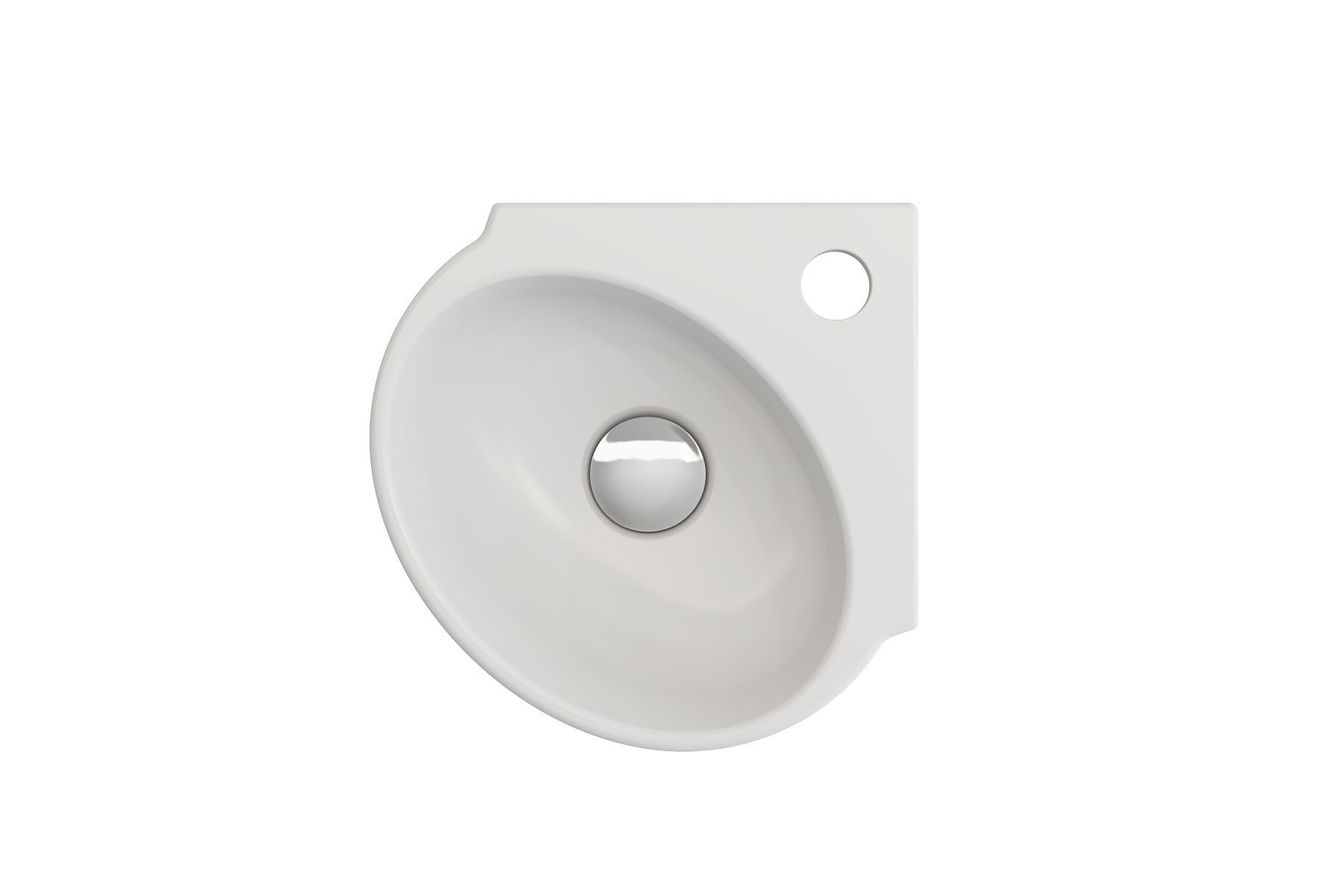 BOCCHI Milano 13" Oval Corner Fireclay Bathroom Sink, Matte White, Single Faucet Hole, 1392-002-0126