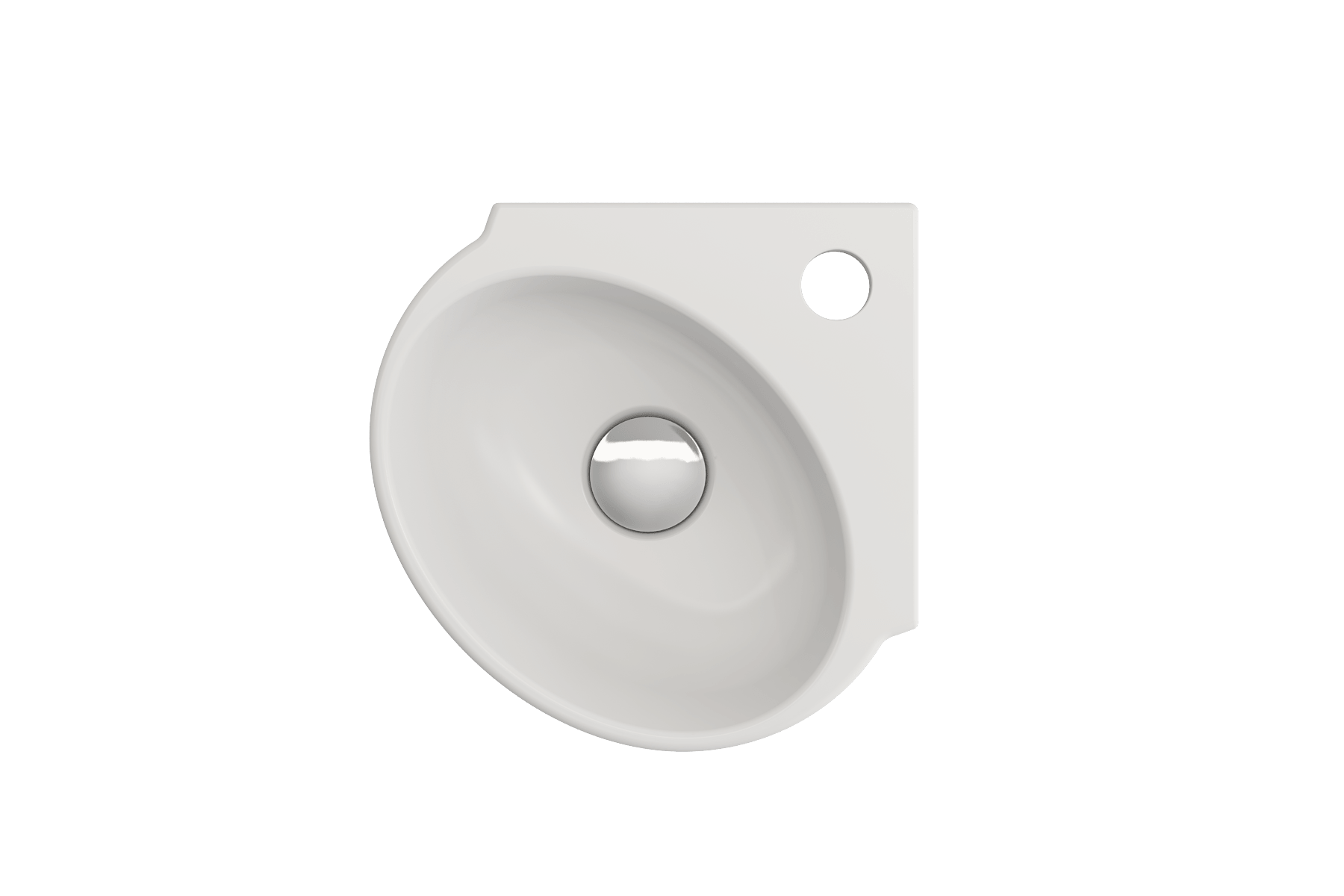 Alternate Image for BOCCHI Milano 13" Oval Corner Fireclay Bathroom Sink, Matte White, Single Faucet Hole, 1392-002-0126
