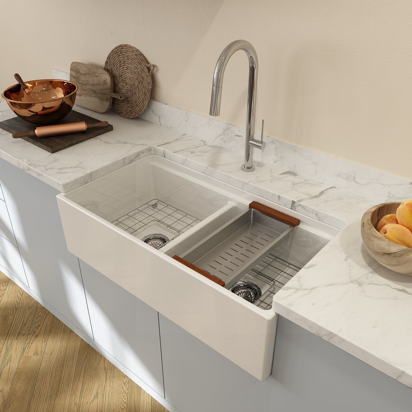 Alternate Image for BOCCHI Stainless Steel Colander w/Wooden Sapele Handles, 2310 0003