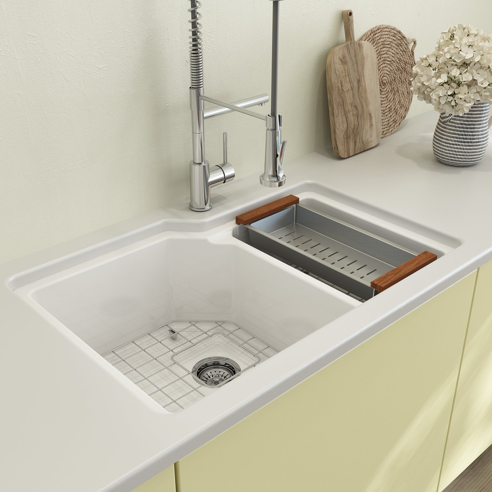 Alternate Image for BOCCHI Stainless Steel Colander w/Wooden Sapele Handles, 2310 0003