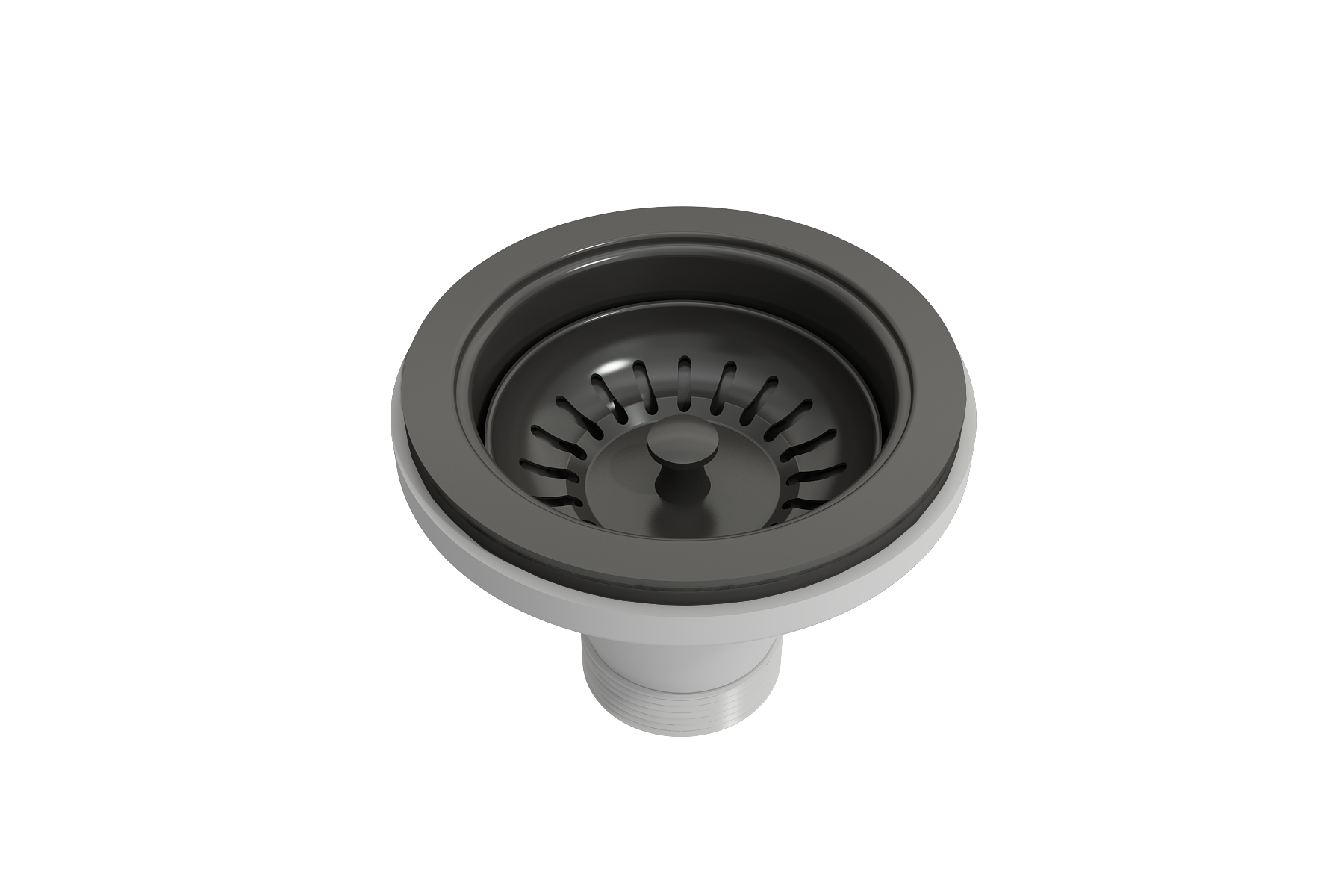 BOCCHI Kitchen Sink Strainer for Fireclay and Granite Sinks in Gun Metal, Polymer, 2330 0001 GM