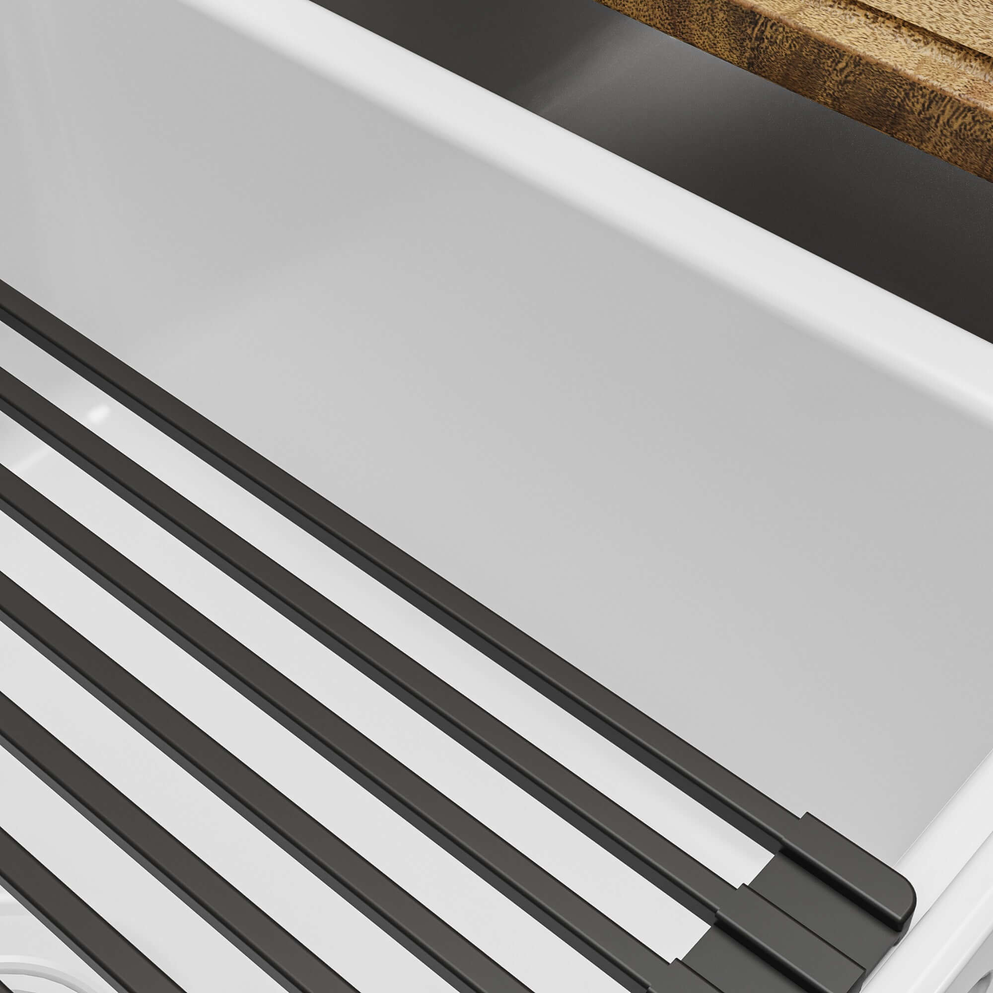 Alternative View of Karran Fireclay 33" Fireclay Workstation Farmhouse Sink with Accessories, 60/40 Double Bowl, White, FCWSF33DBWH-PK1