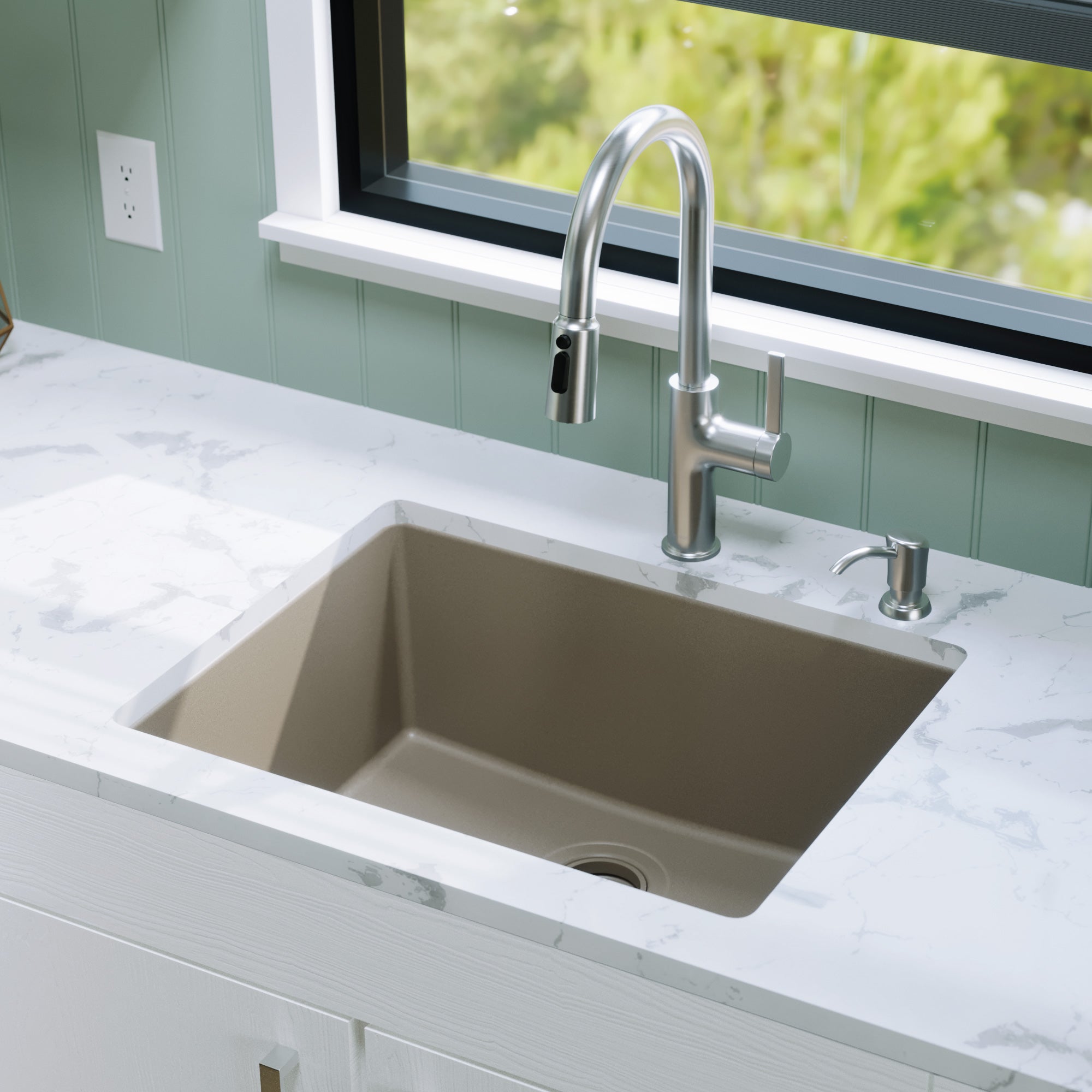 Alternative View of Karran 24" Undermount Quartz Composite Kitchen Sink, Concrete, QU-820-CN