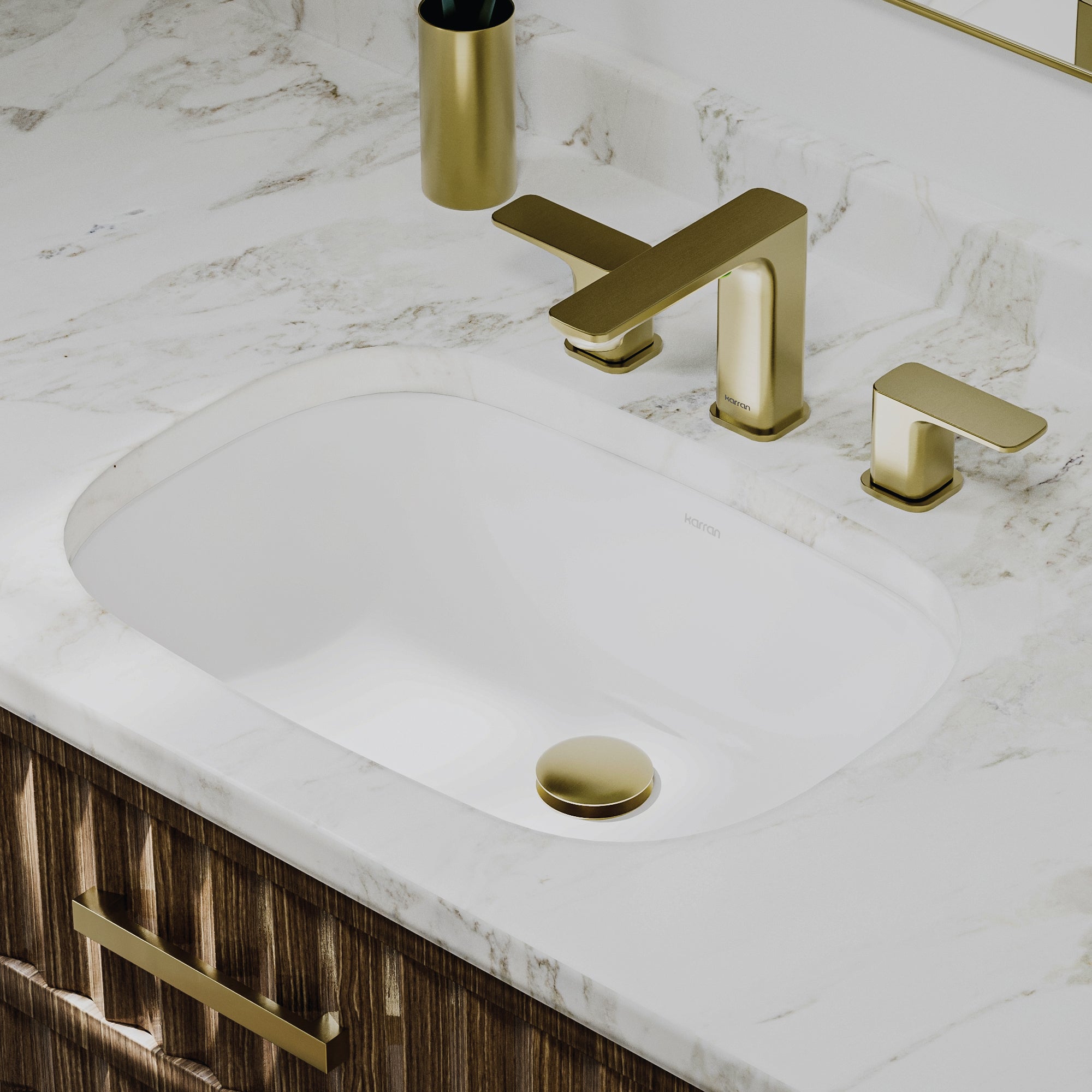 Karran Valera 14.375" x 20.25" Oval Undermount Vitreous China ADA Bathroom Sink, White, VC-100-WH