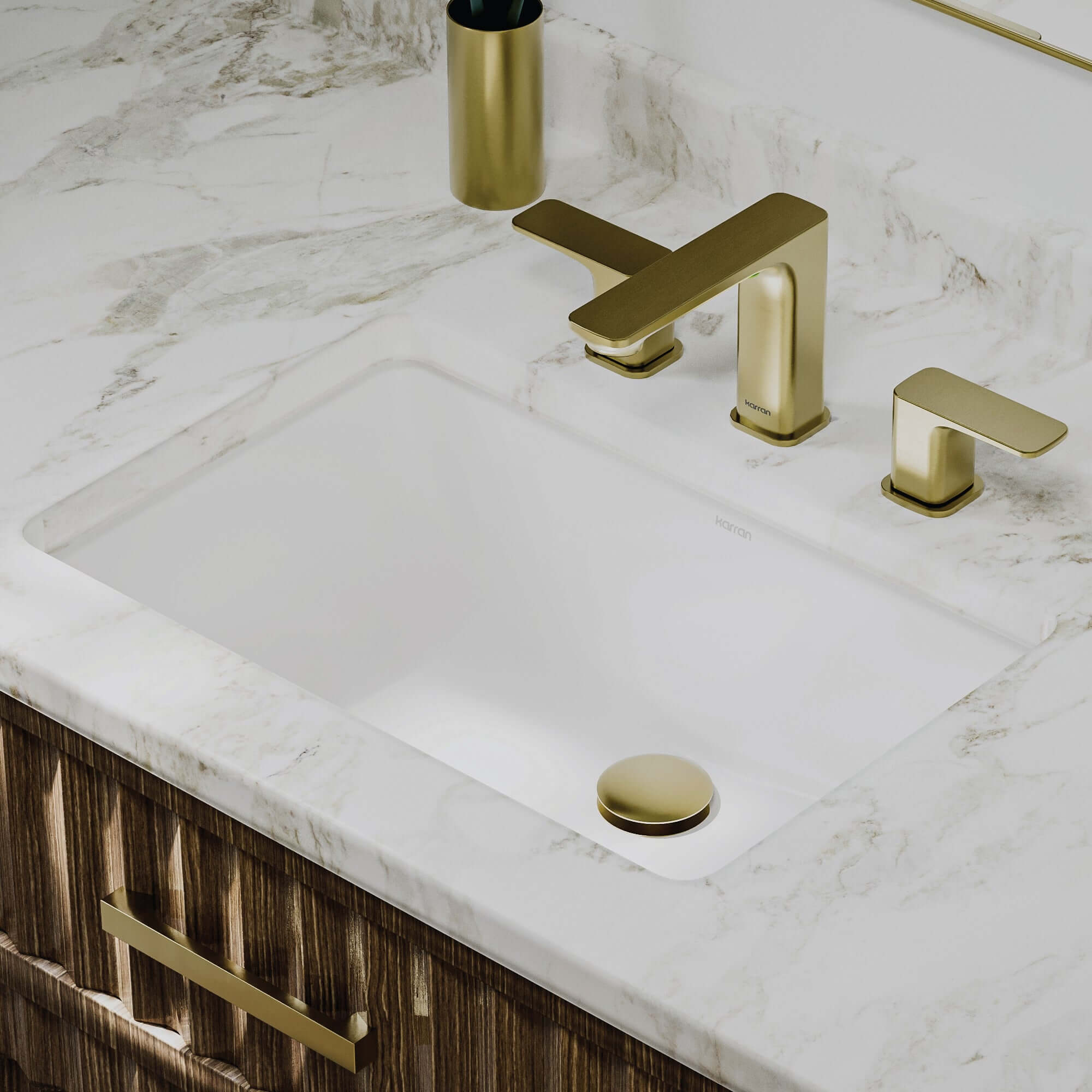 Karran 21 rectangular bathroom sink white lifestyle image