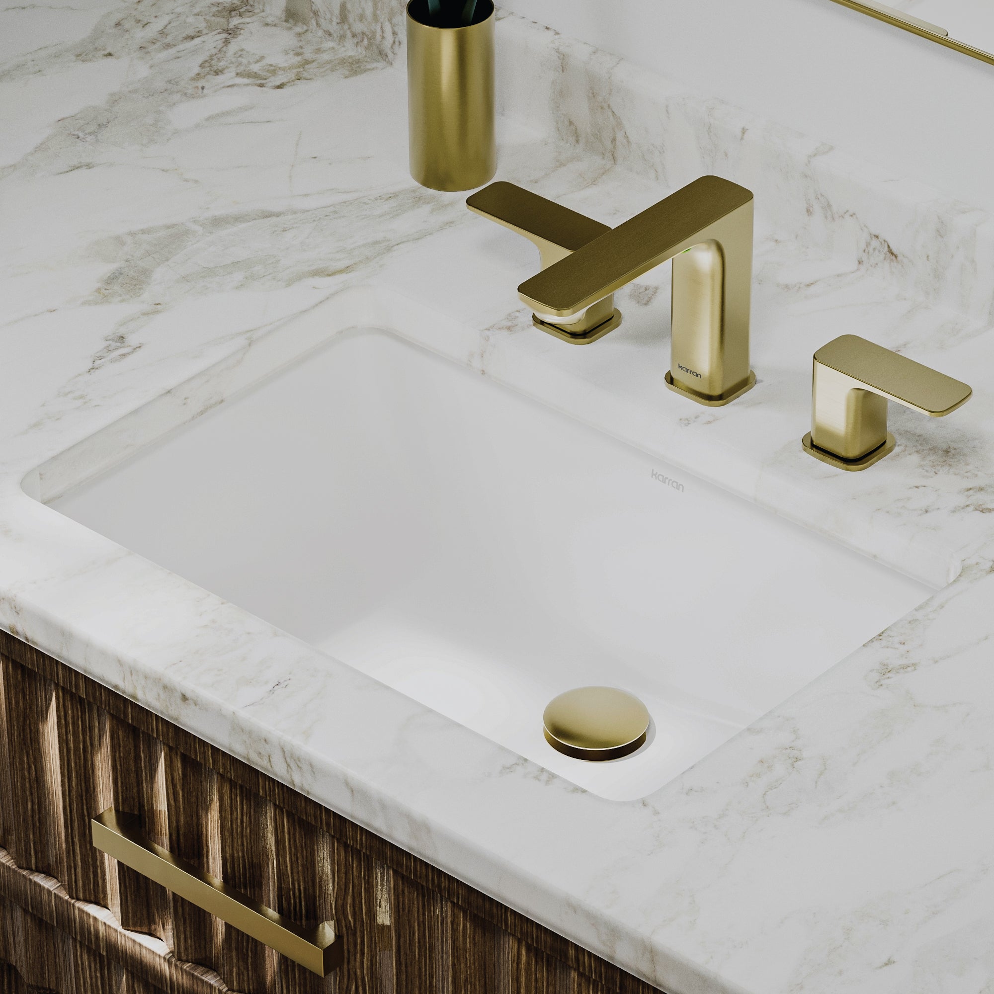 Karran 21 rectangular bathroom sink white lifestyle image