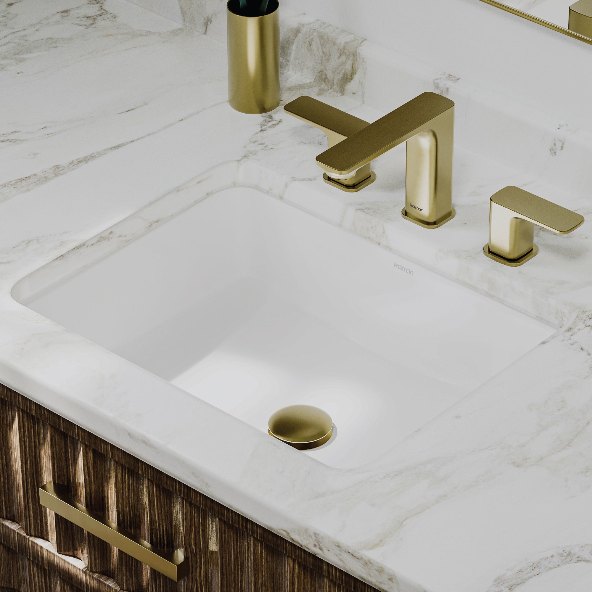 Karran 20 rectangular bathroom sink white lifestyle image