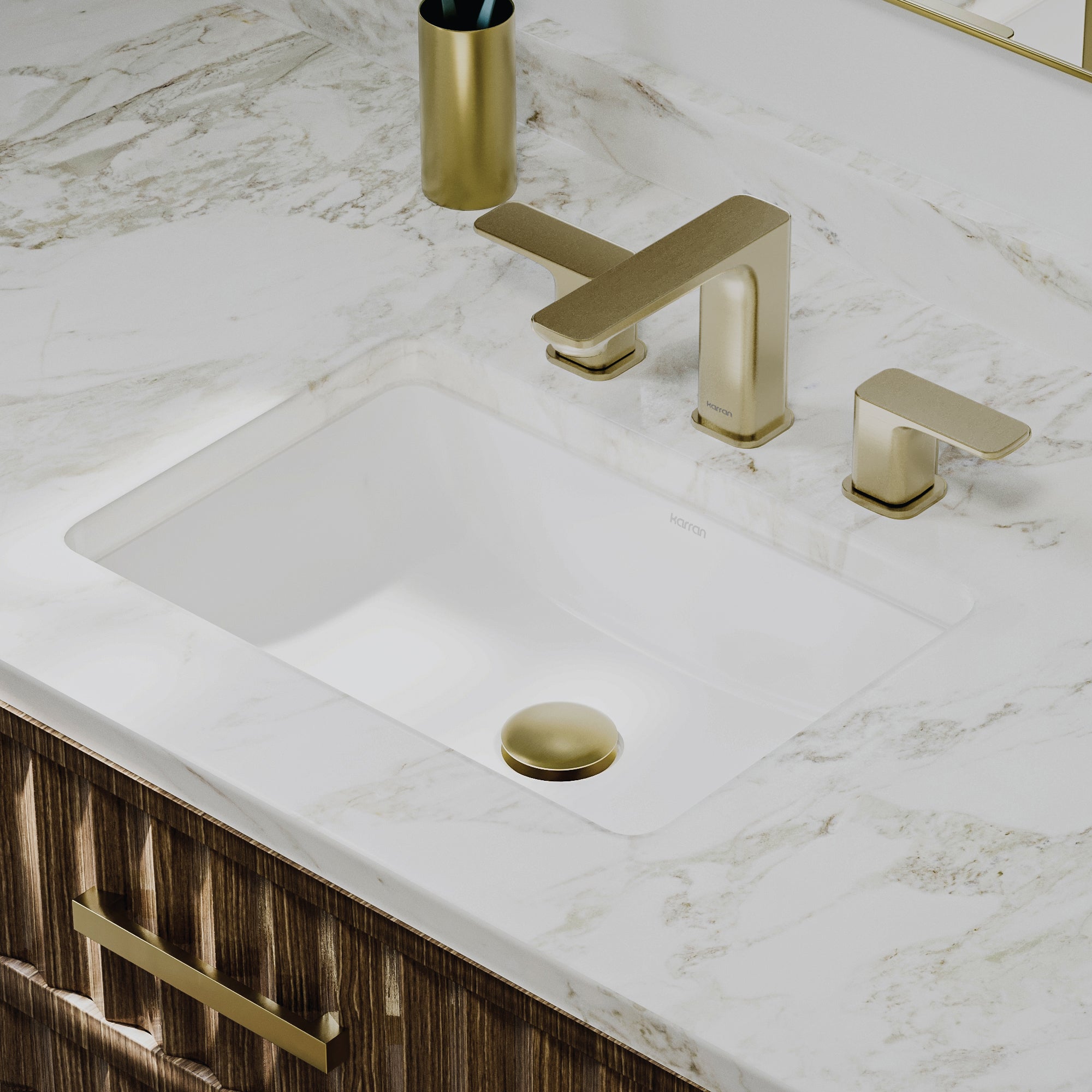 Karran Valera 13.125" x 18.125" Rectangular Undermount Vitreous China ADA Bathroom Sink, White, VC-113-WH