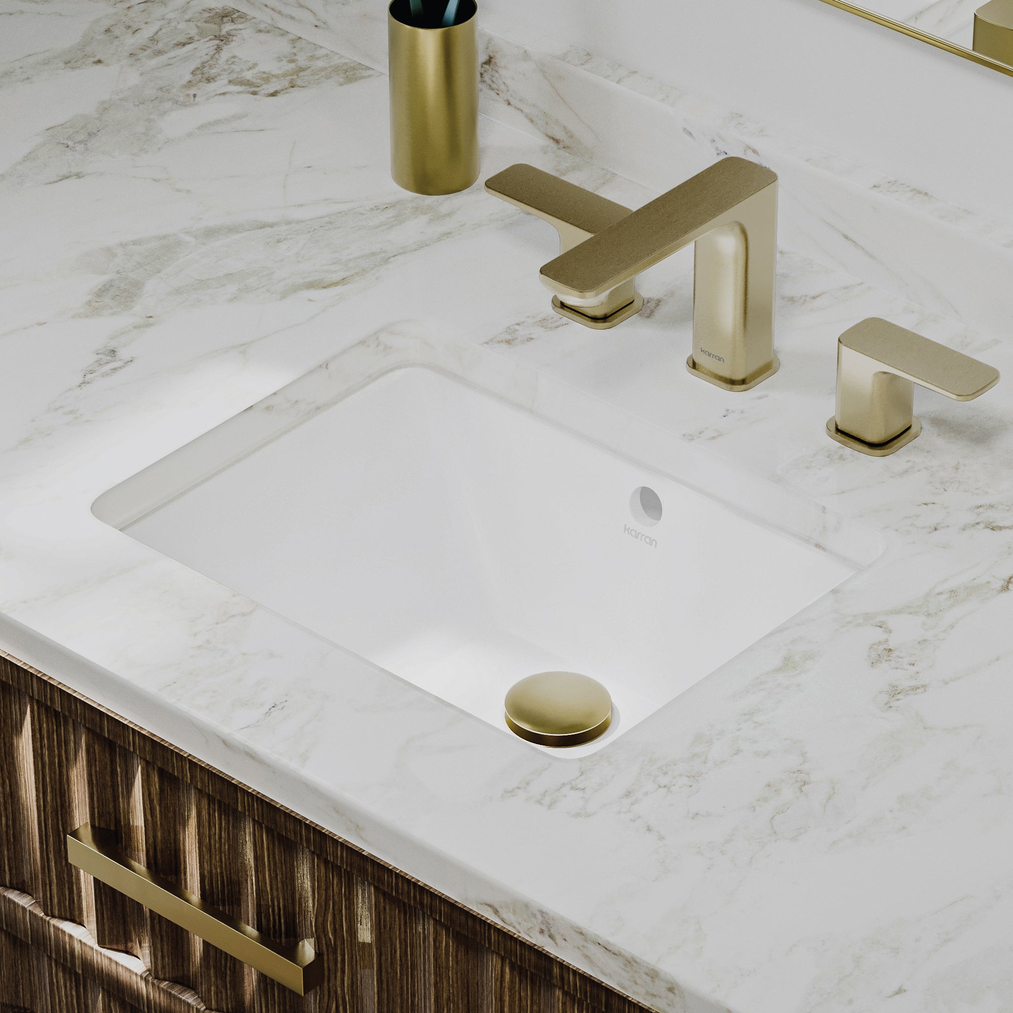 Karran 17 rectangular bathroom sink white lifestyle image