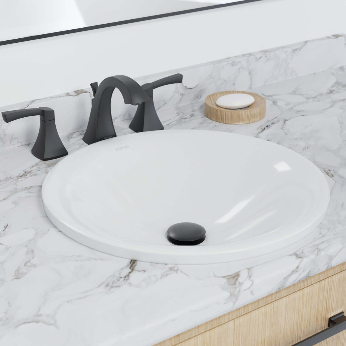 Alternative View of Karran Valera 17.75" x 17.75" x 3.5" Round Vessel Vitreous China ADA Bathroom Sink, White, VC-203-WH