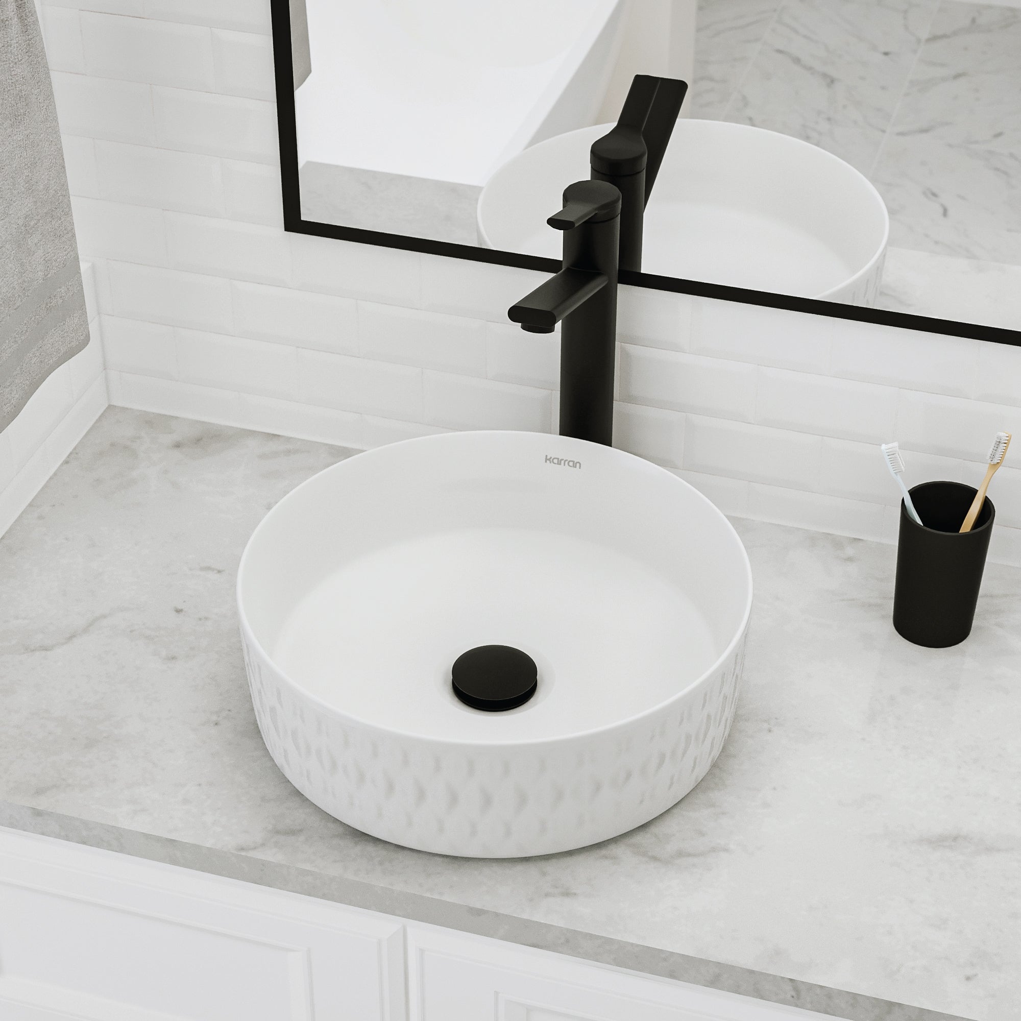 Alternative View of Karran Valera 14.25" x 14.25" x 4" Round Vessel Vitreous China ADA Bathroom Sink, White, VC-424-WH