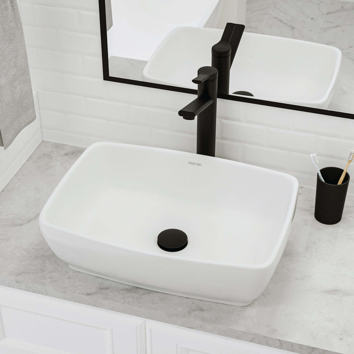 Alternative View of Karran Valera 19" x 13.25" x 4.5" Rectangular Vessel Vitreous China ADA Bathroom Sink, White, VC-502-WH