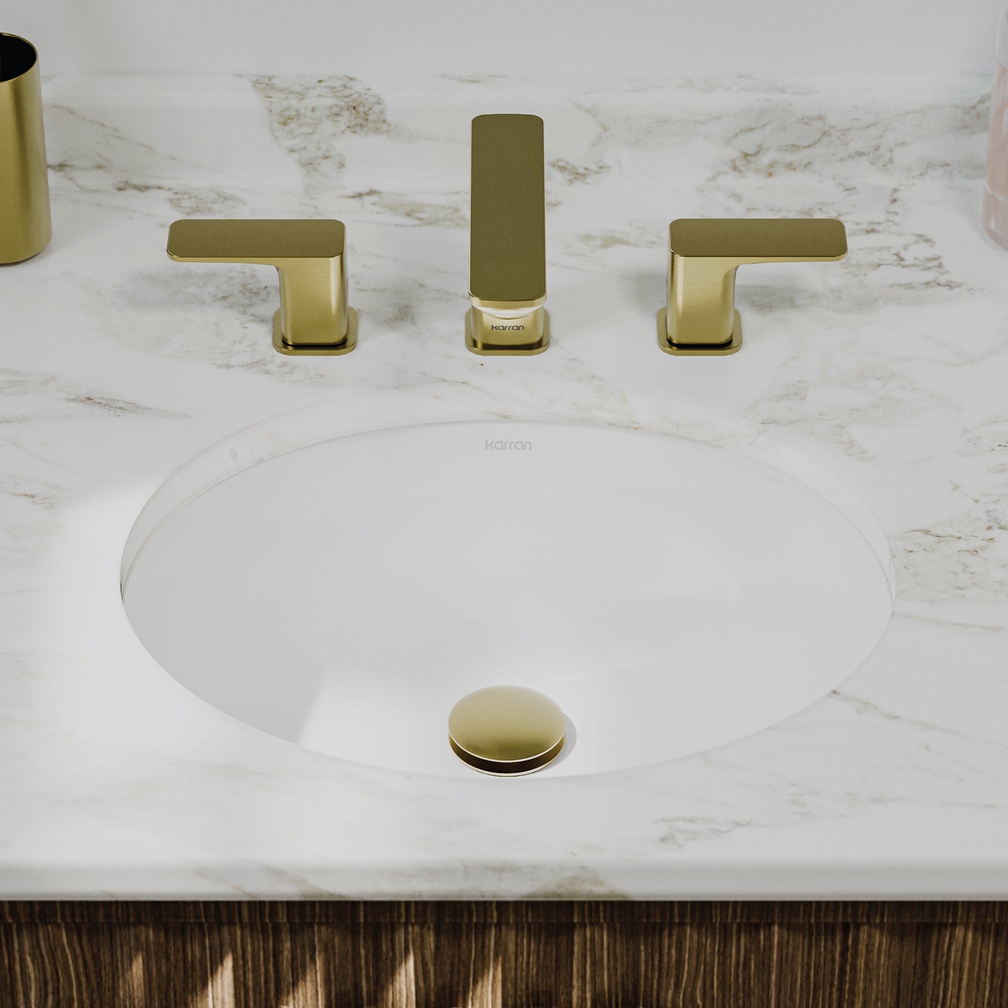 Karran Valera 15" x 18.125" Oval Undermount Vitreous China Bathroom Sink, White, VC-103-WH