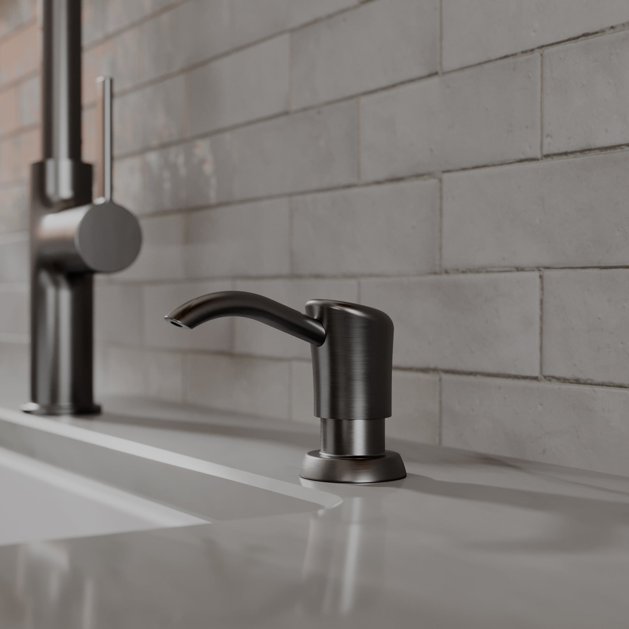 Karran SD45 Kitchen Soap/Lotion Dispenser in Spot Free Gunmetal Grey, Lead-free Brass, SD45SFGG