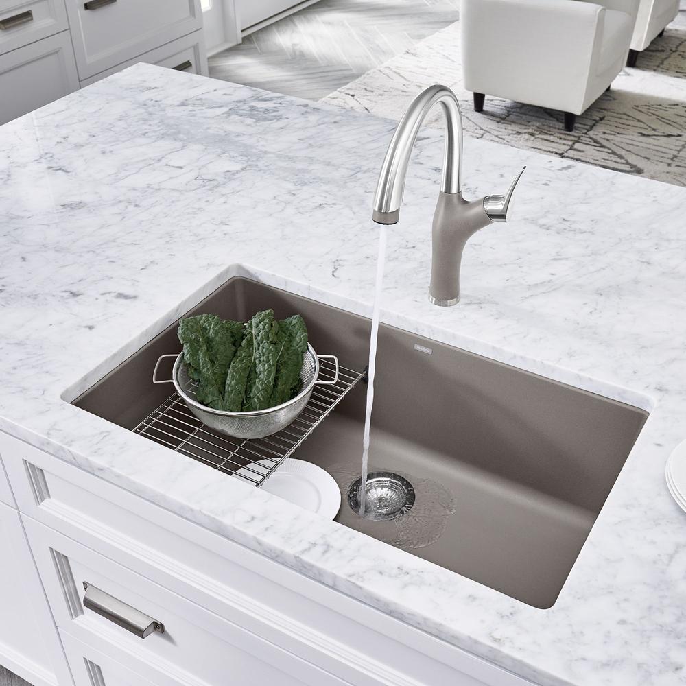 Blanco Precis 32" Undermount Granite Composite Kitchen Sink, Silgranit, Truffle, 441297