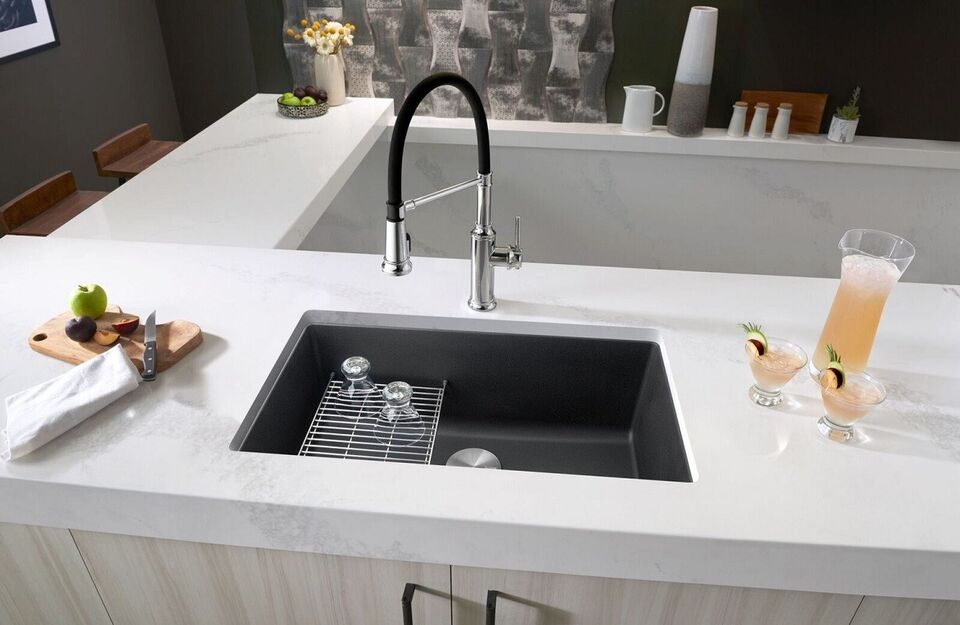 Alternate Image for Blanco Precis 30" Undermount Granite Composite Kitchen Sink, Silgranit, Anthracite, 442534