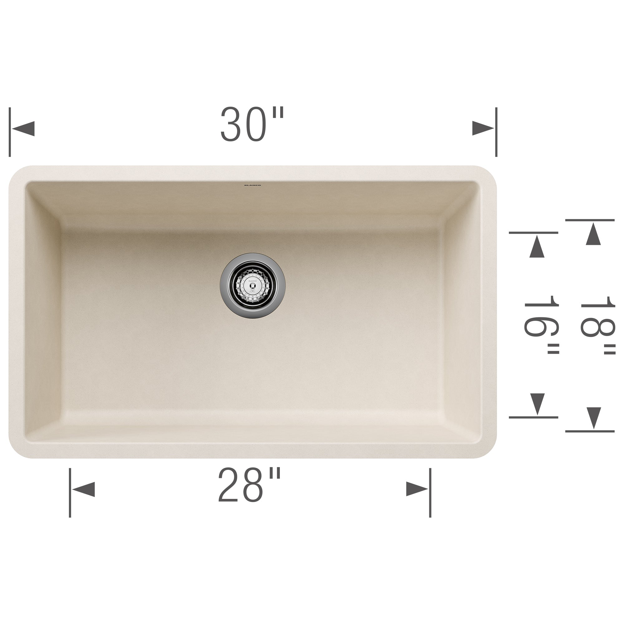 Blanco Precis 30" Undermount Granite Composite Kitchen Sink, Silgranit, Soft White, 443083