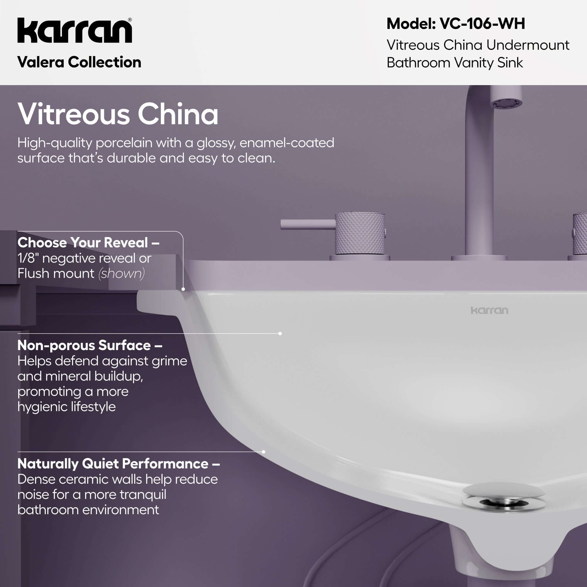 Karran 21 rectangular bathroom sink white informational image