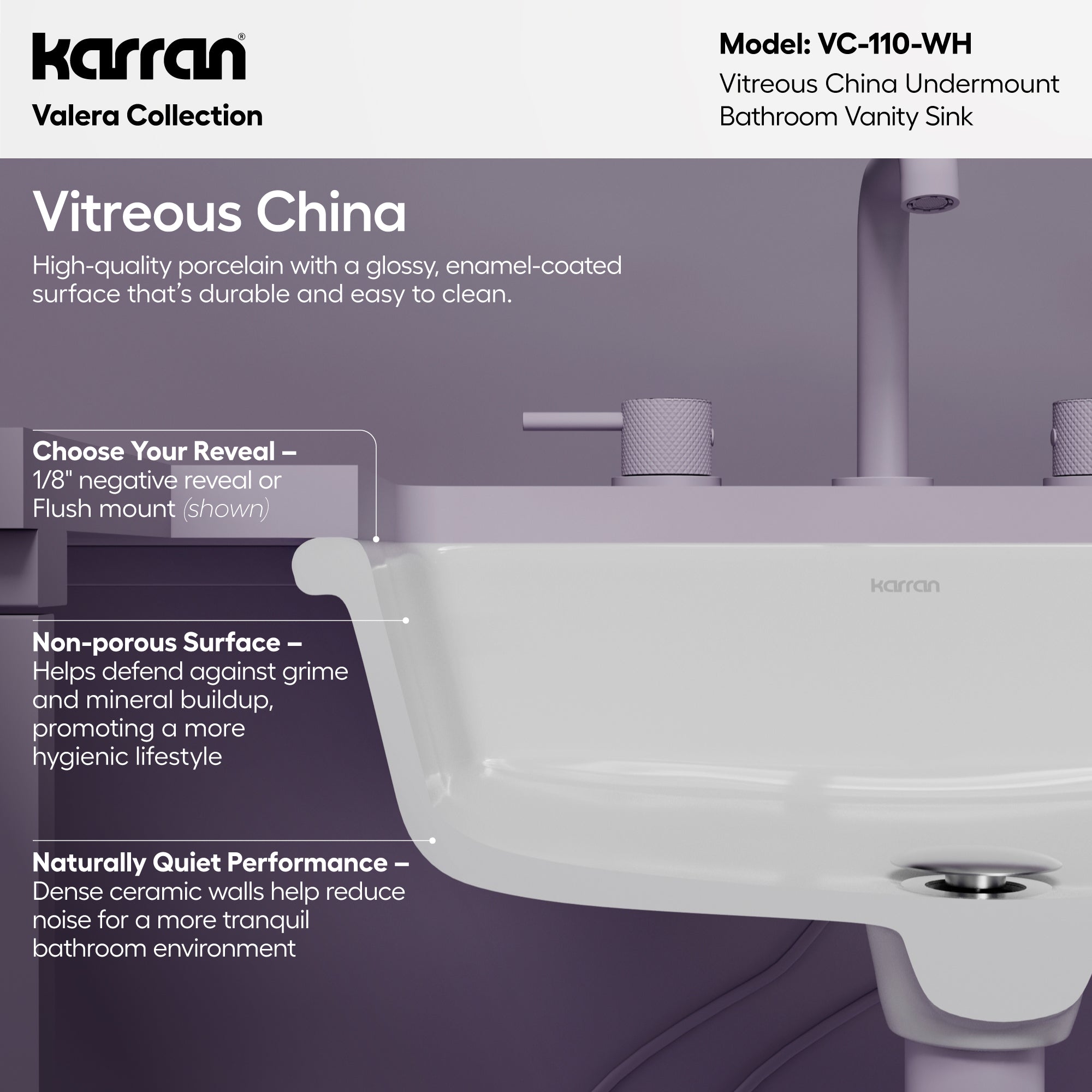 Karran 20 rectangular bathroom sink white informational image