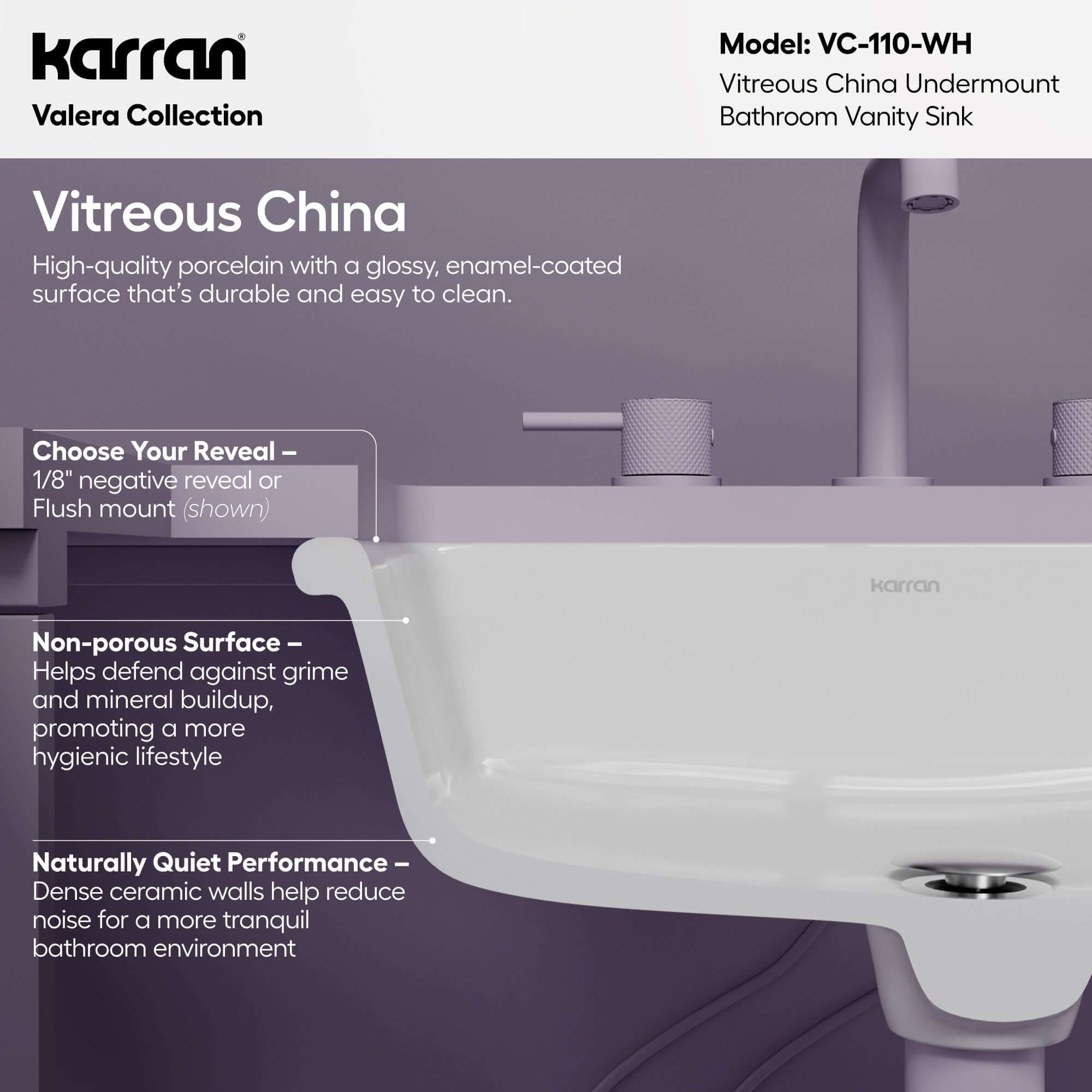 Karran 20 rectangular bathroom sink white informational image