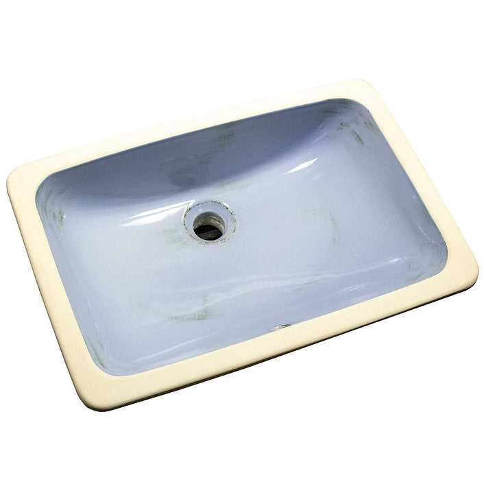 Nantucket Sinks Regatta 22" x 14.5" Rectangle Undermount Fireclay Bathroom Sink with Accessories, Light Blue/Grey Distress, RC2035SS