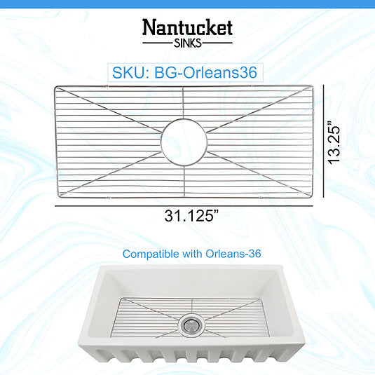 Alternate Image for Nantucket Sinks Stainless Steel Bottom Grid BG-Orleans36