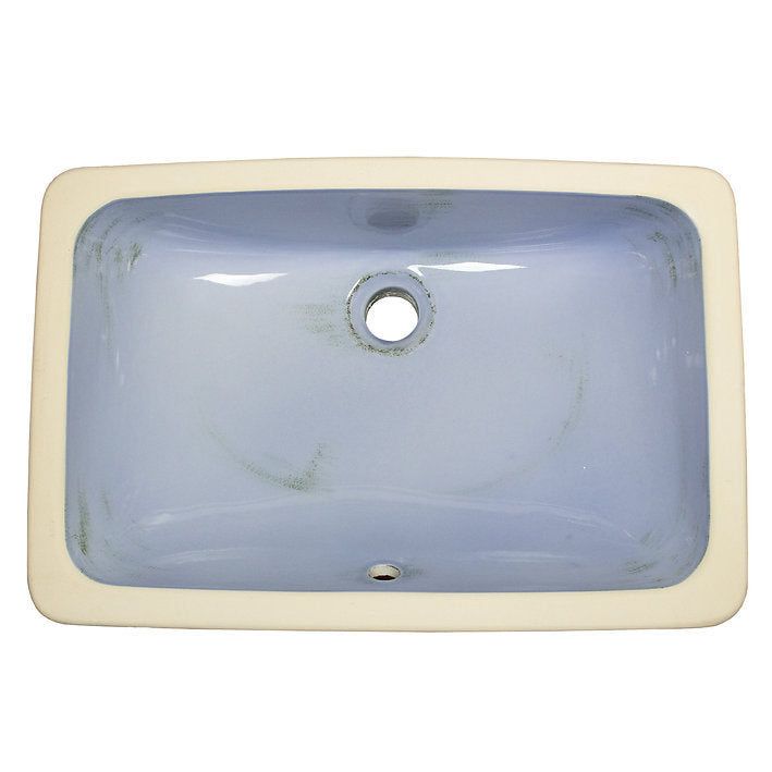 Nantucket Sinks Regatta 22" x 14.5" Rectangle Undermount Fireclay Bathroom Sink with Accessories, Light Blue/Grey Distress, RC2035SS