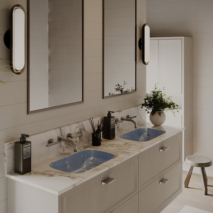 Nantucket Sinks Regatta 22" x 14.5" Rectangle Undermount Fireclay Bathroom Sink with Accessories, Light Blue/Grey Distress, RC2035SS