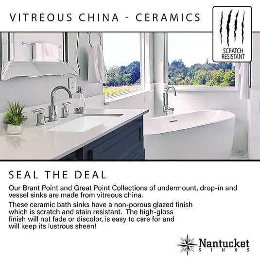 Alternate Image for Nantucket Sinks Great Point 15" x 12.125" Oval Undermount Ceramic - Vitreous China Bathroom Sink, Biscuit, UM-13x10-B