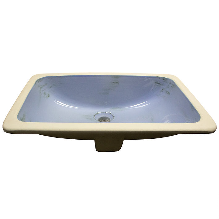 Nantucket Sinks Regatta 22" x 14.5" Rectangle Undermount Fireclay Bathroom Sink with Accessories, Light Blue/Grey Distress, RC2035SS