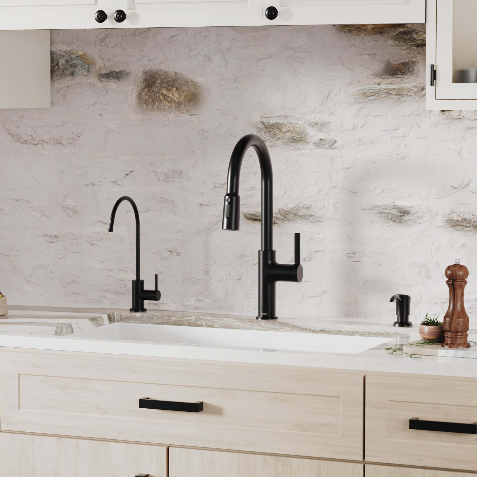 Alternative View of Karran 32" Undermount Quartz Composite Kitchen Sink with Accessories, 50/50 Double Bowl, White, QU-810-WH-PK1
