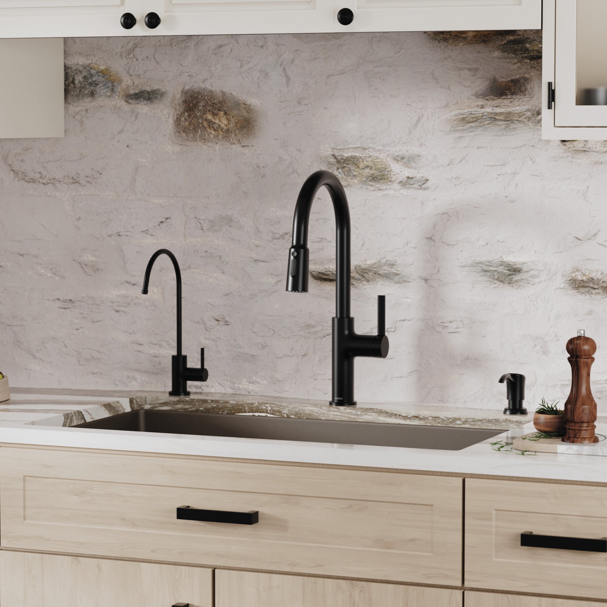 Alternative View of Karran 32" Undermount Quartz Composite Kitchen Sink with Accessories, Brown, QU-812-BR-PK1