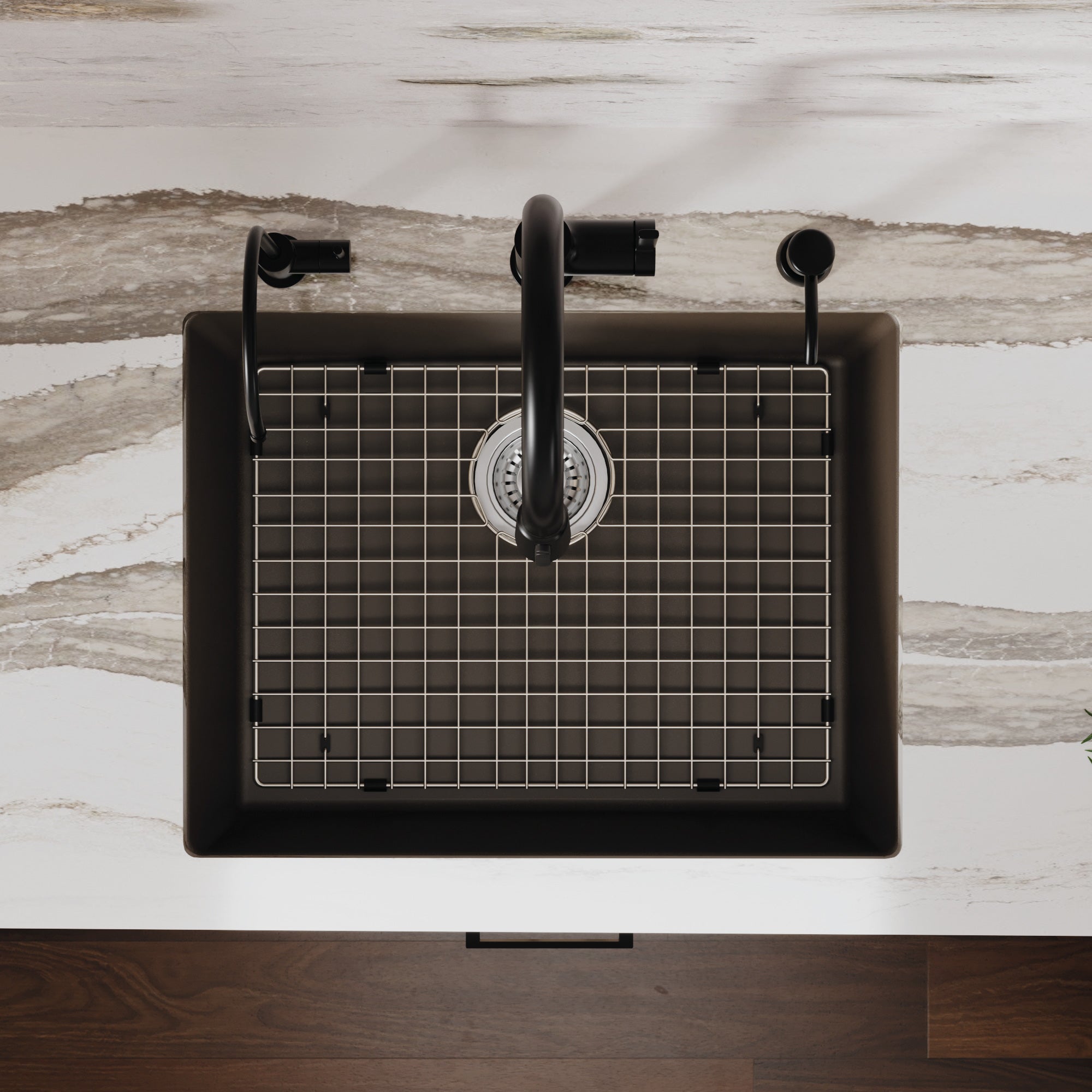 Alternative View of Karran 24" Undermount Quartz Composite Kitchen Sink with Accessories, Brown, QU-820-BR-PK1