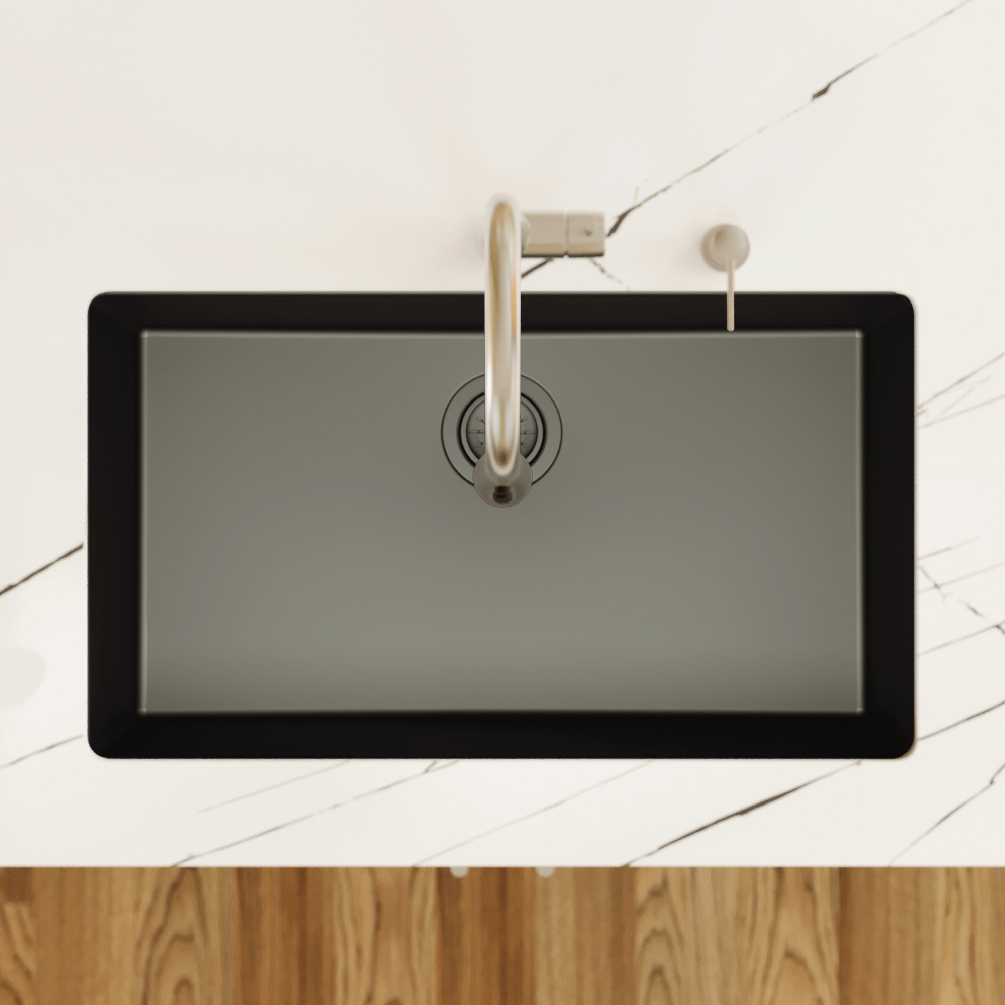 Alternative View of Karran 32" Undermount Quartz Composite Kitchen Sink, Black, QU-812-BL