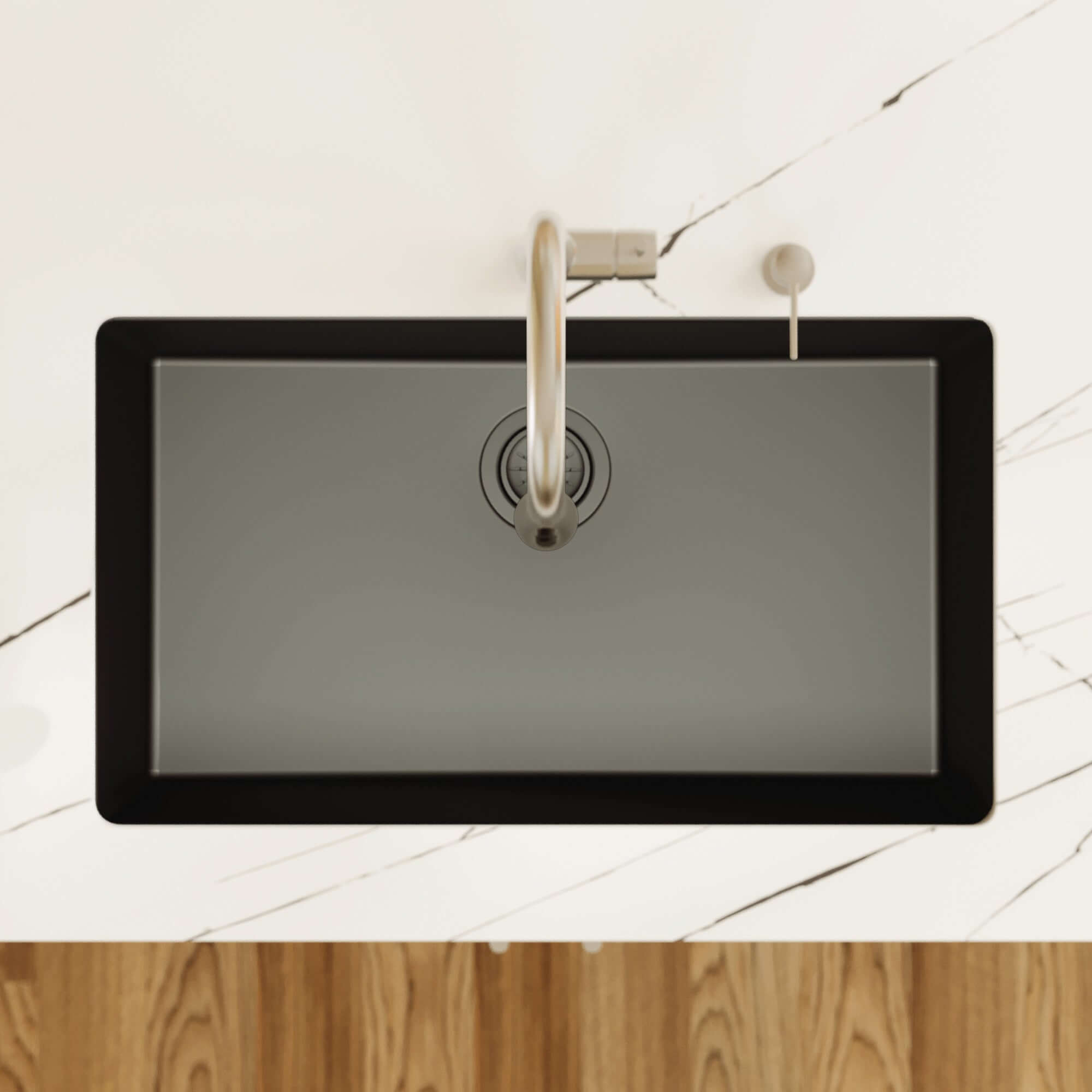 Alternative View of Karran 32" Undermount Quartz Composite Kitchen Sink, Black, QU-812-BL