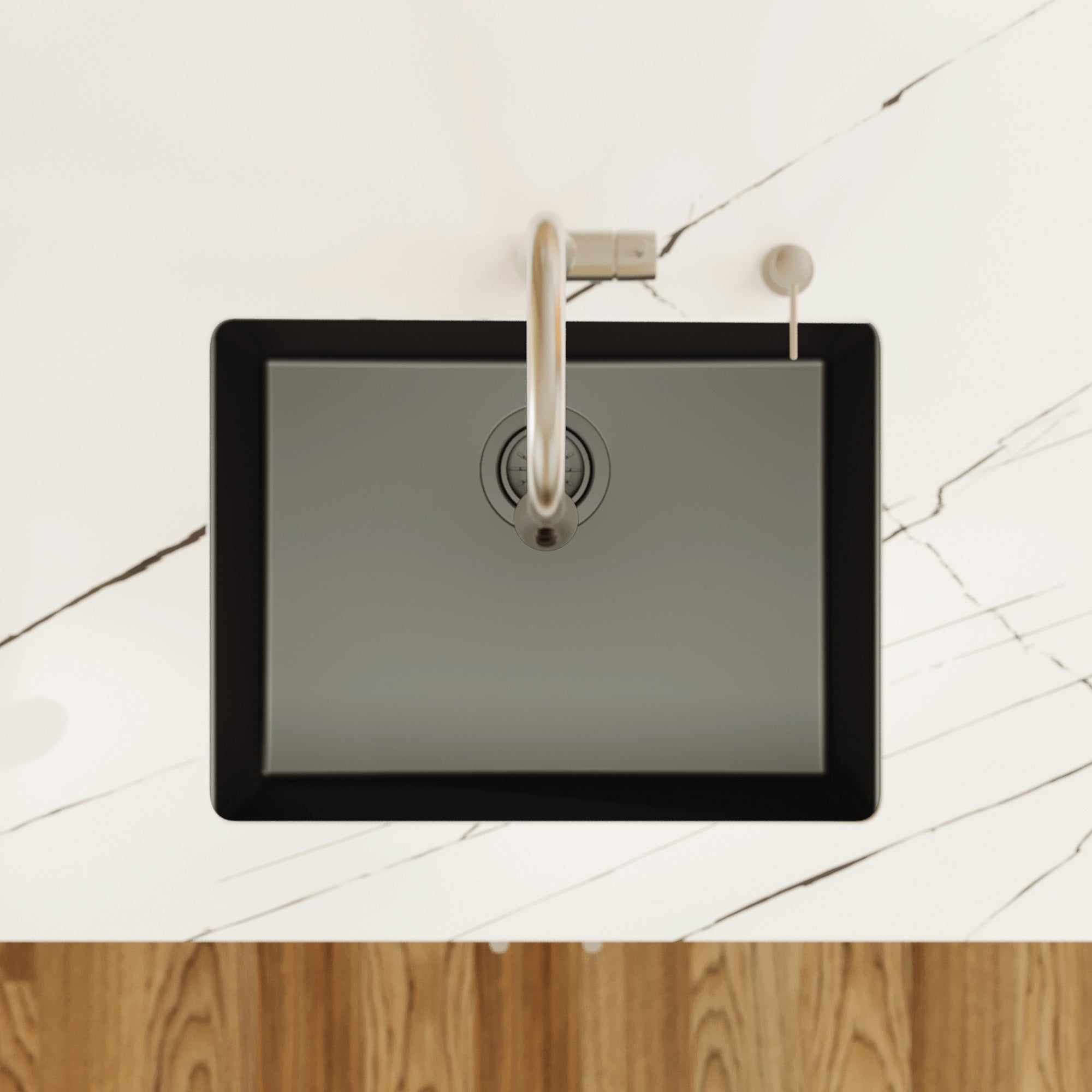 Alternative View of Karran 24" Undermount Quartz Composite Kitchen Sink, Black, QU-820-BL